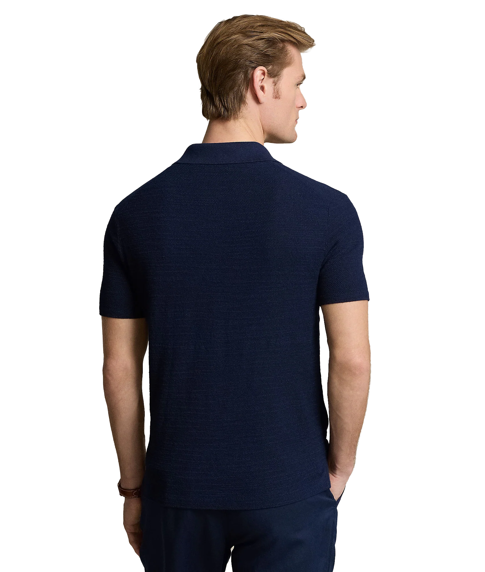 Textured Cotton-linen Shirt Sweater - Navy - Image 5