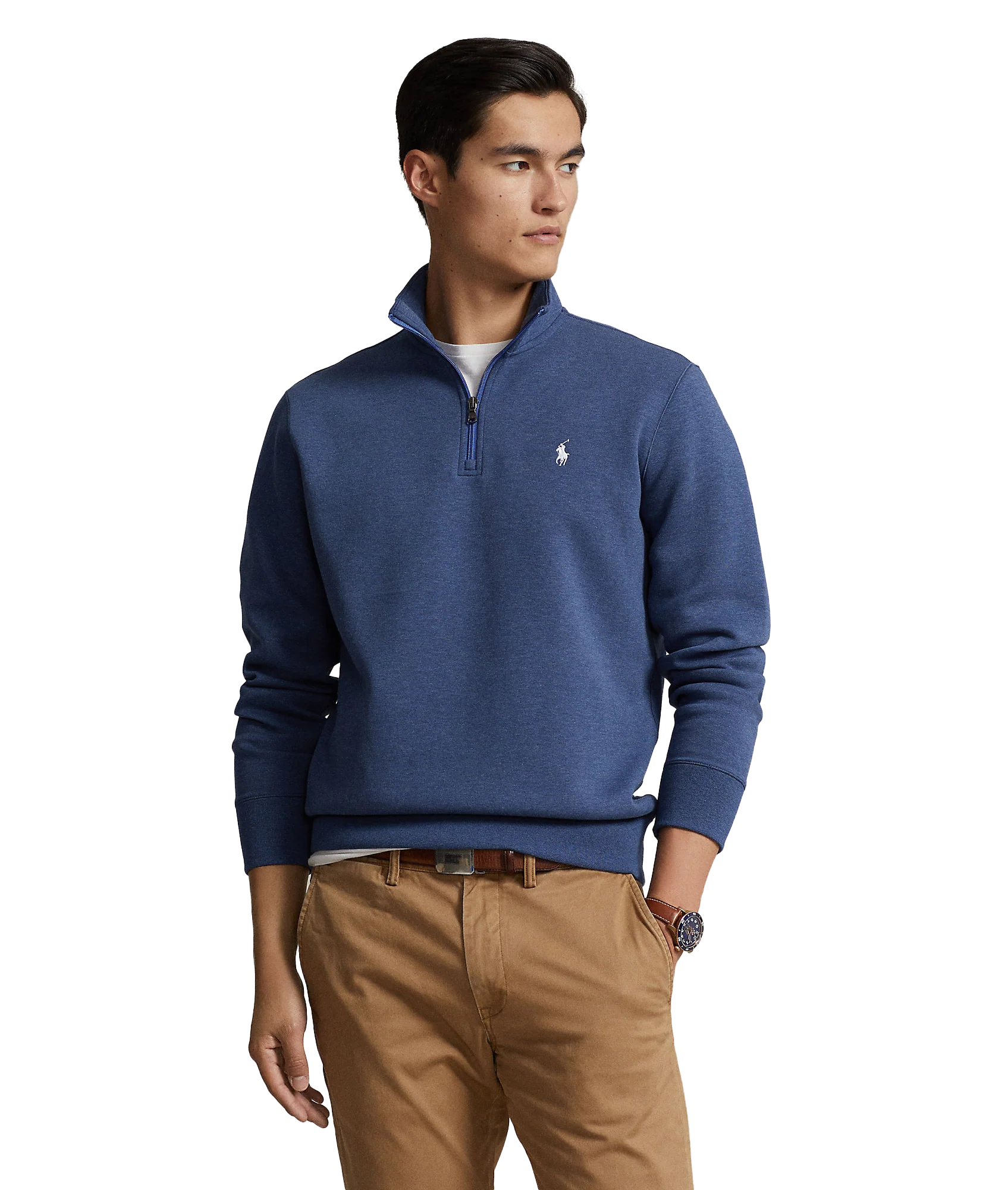 Double-knit Quarter-zip Pullover - Blue - Image 2