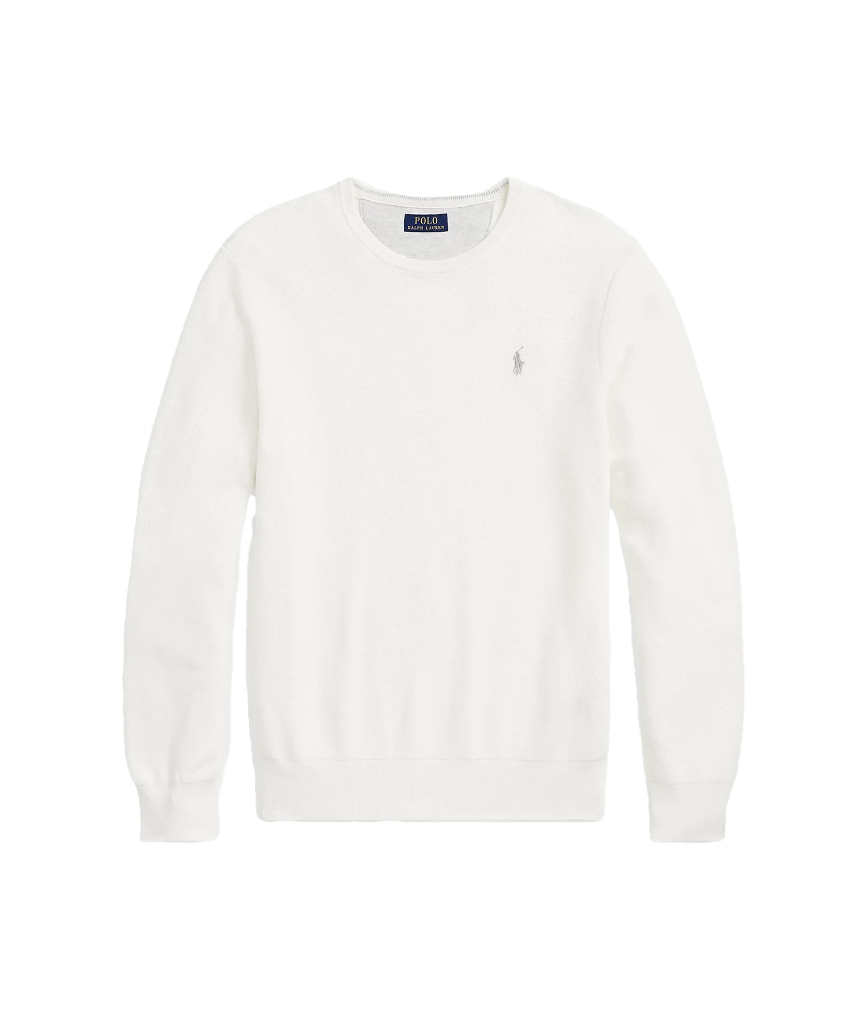 Textured Cotton Crewneck Jumper - White