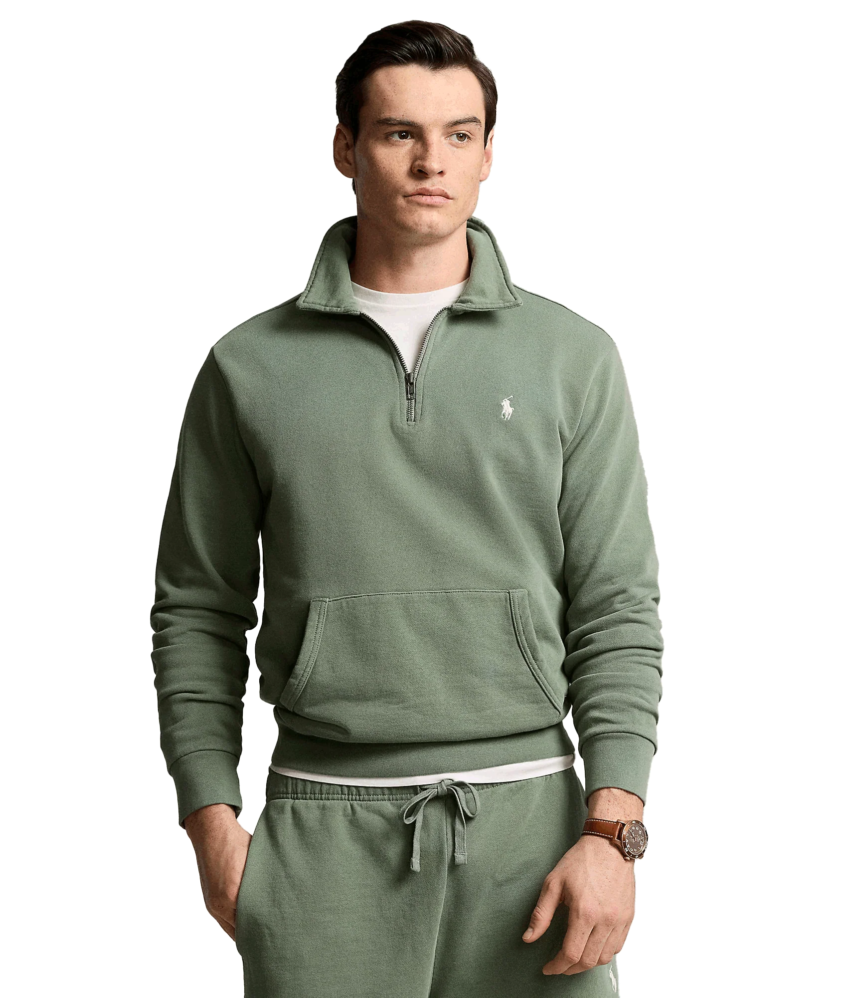 Loopback Fleece Quarter-zip Sweatshirt - Green - Image 2