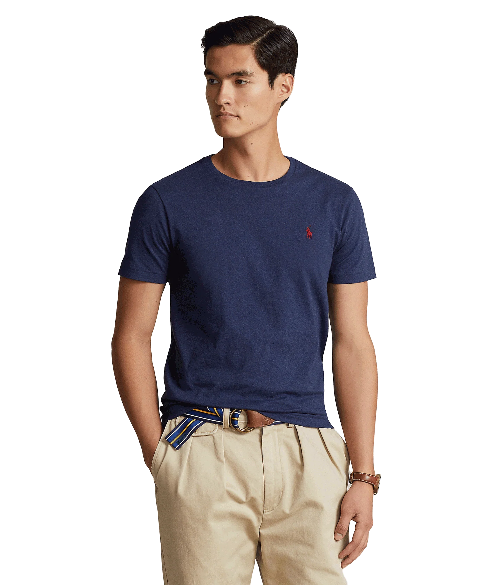 Custom Slim Fit Jersey Crewneck T-Shirt - Navy - Image 2
