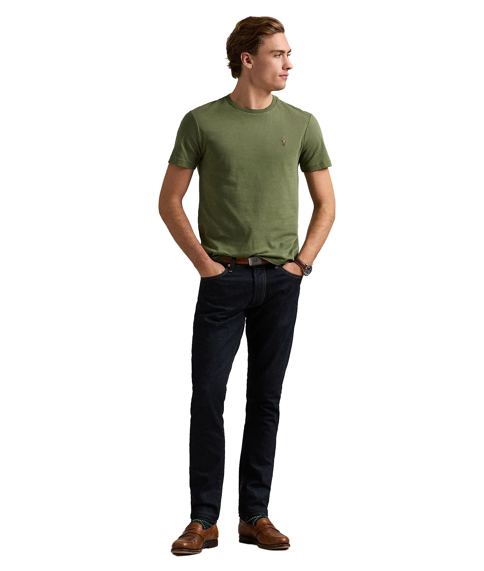 Custom Slim Fit Soft Cotton T-shirt - Green - Image 2