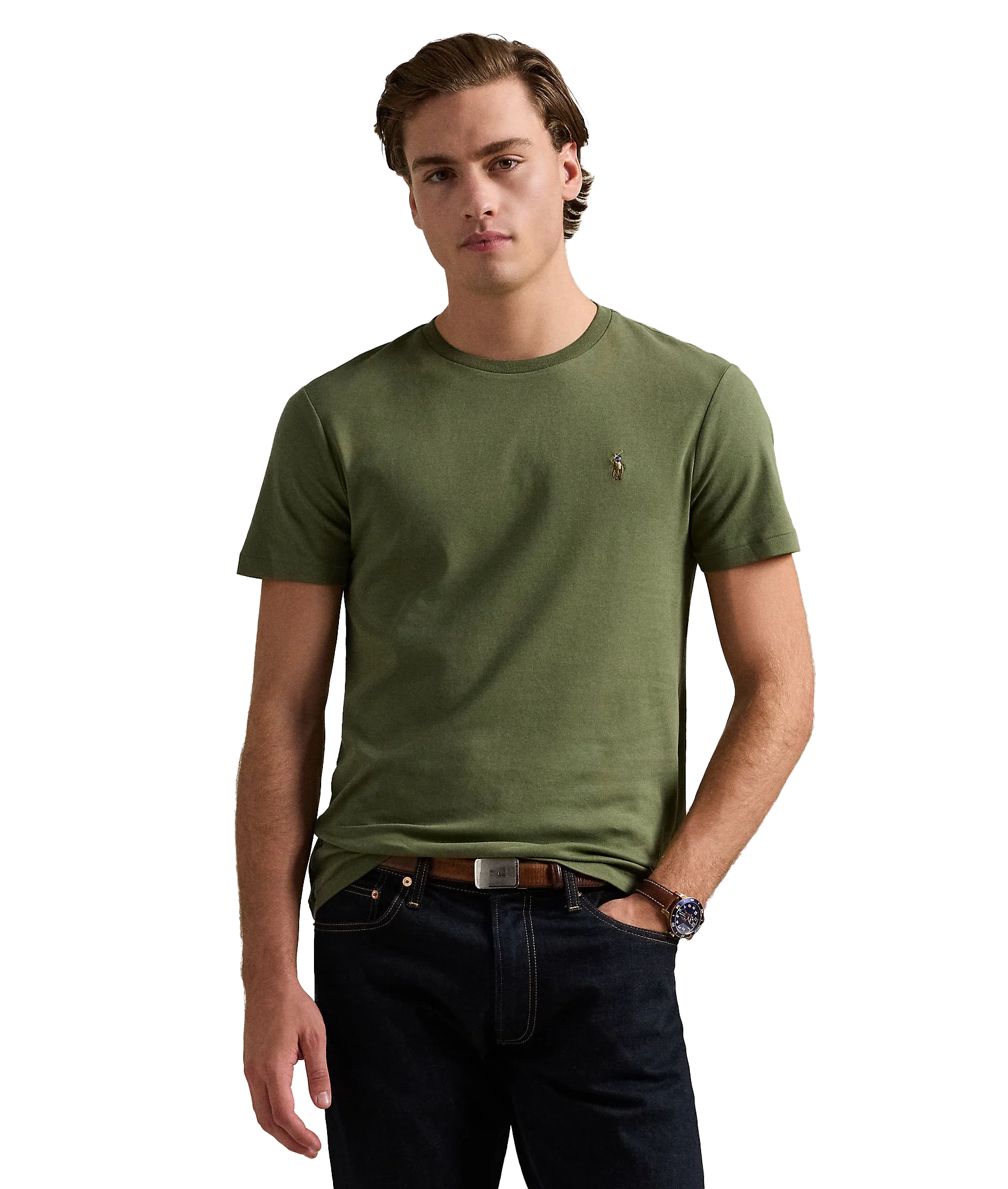 Custom Slim Fit Soft Cotton T-shirt - Green - Image 3