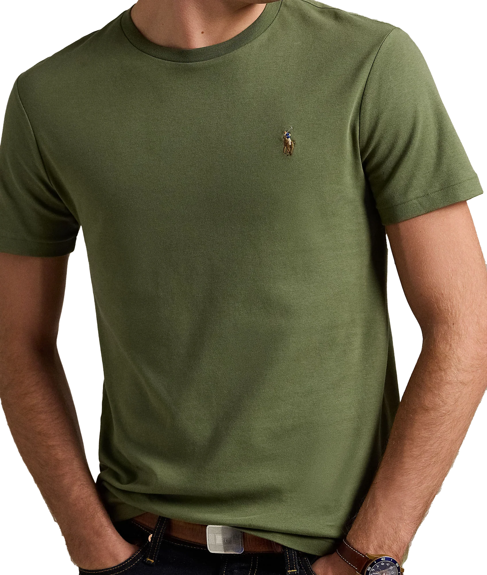 Custom Slim Fit Soft Cotton T-shirt - Green - Image 4