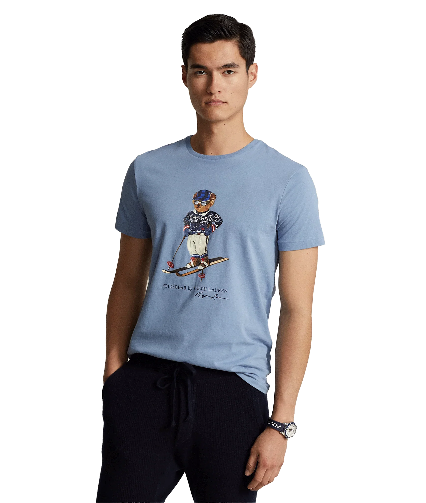 Custom Slim Fit Polo Bear Jersey T-Shirt - Blue - Image 2