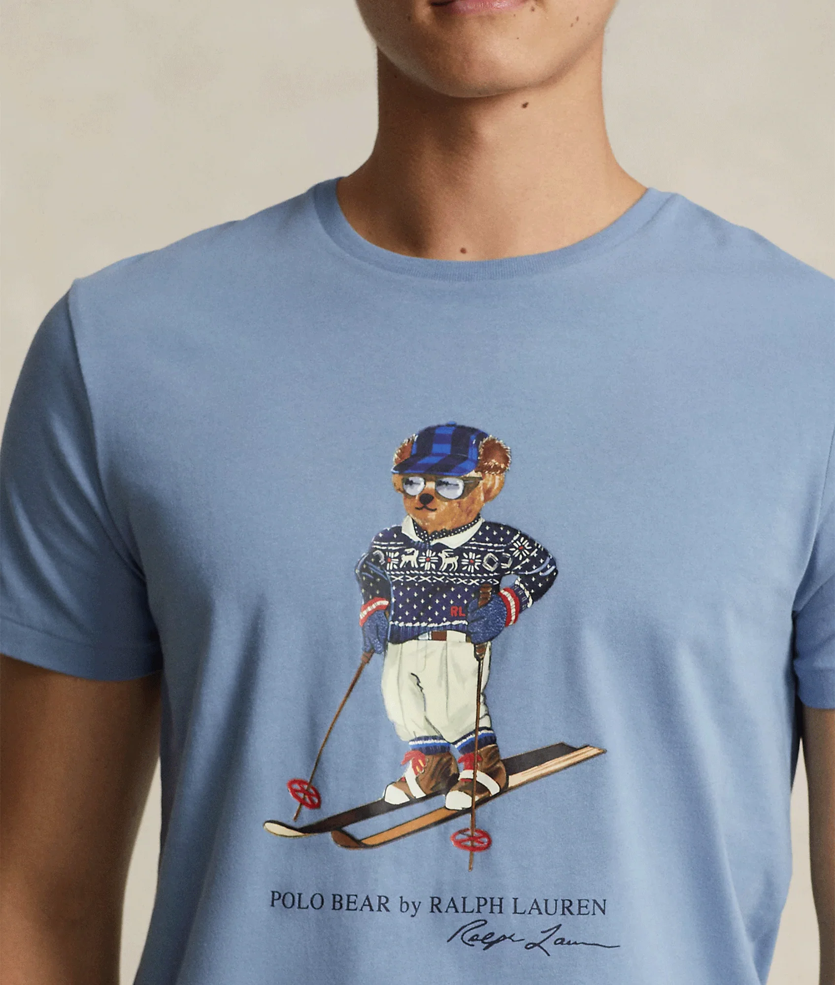 Custom Slim Fit Polo Bear Jersey T-Shirt - Blue - Image 4