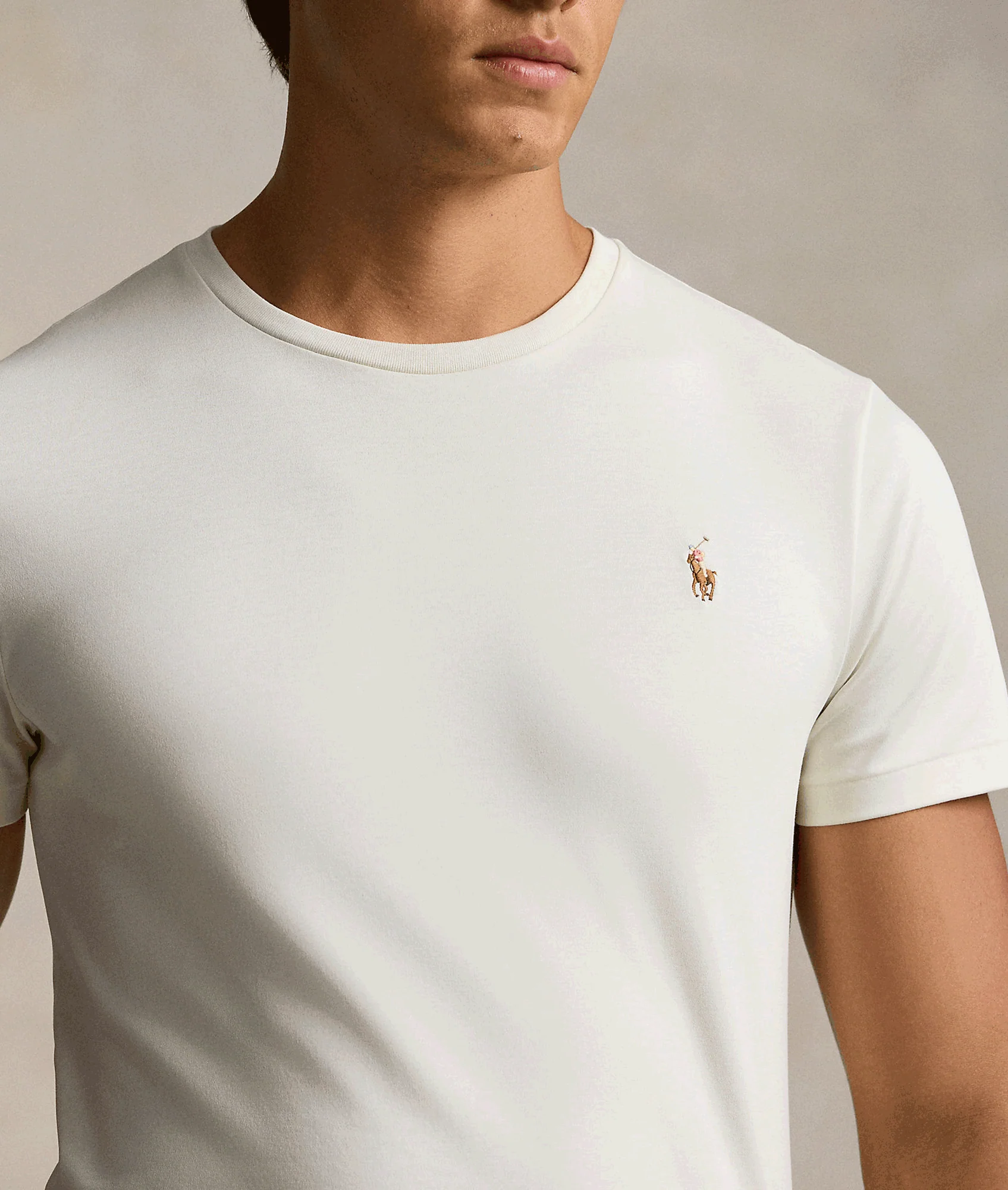 Custom Slim Fit Soft Cotton T-shirt - Cream - Image 5