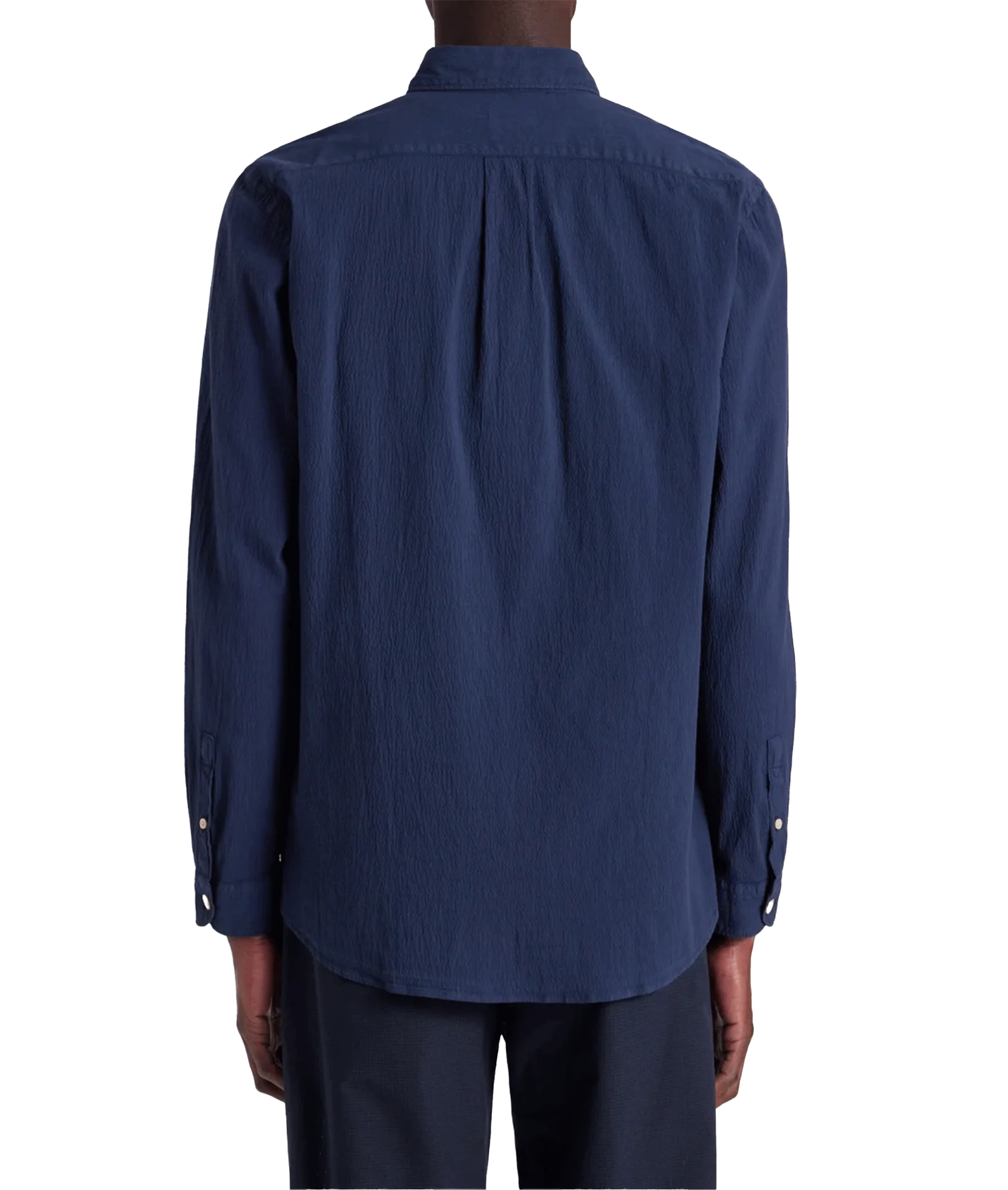 Navy Stretch-Cotton Seersucker Shirt - Navy - Image 3