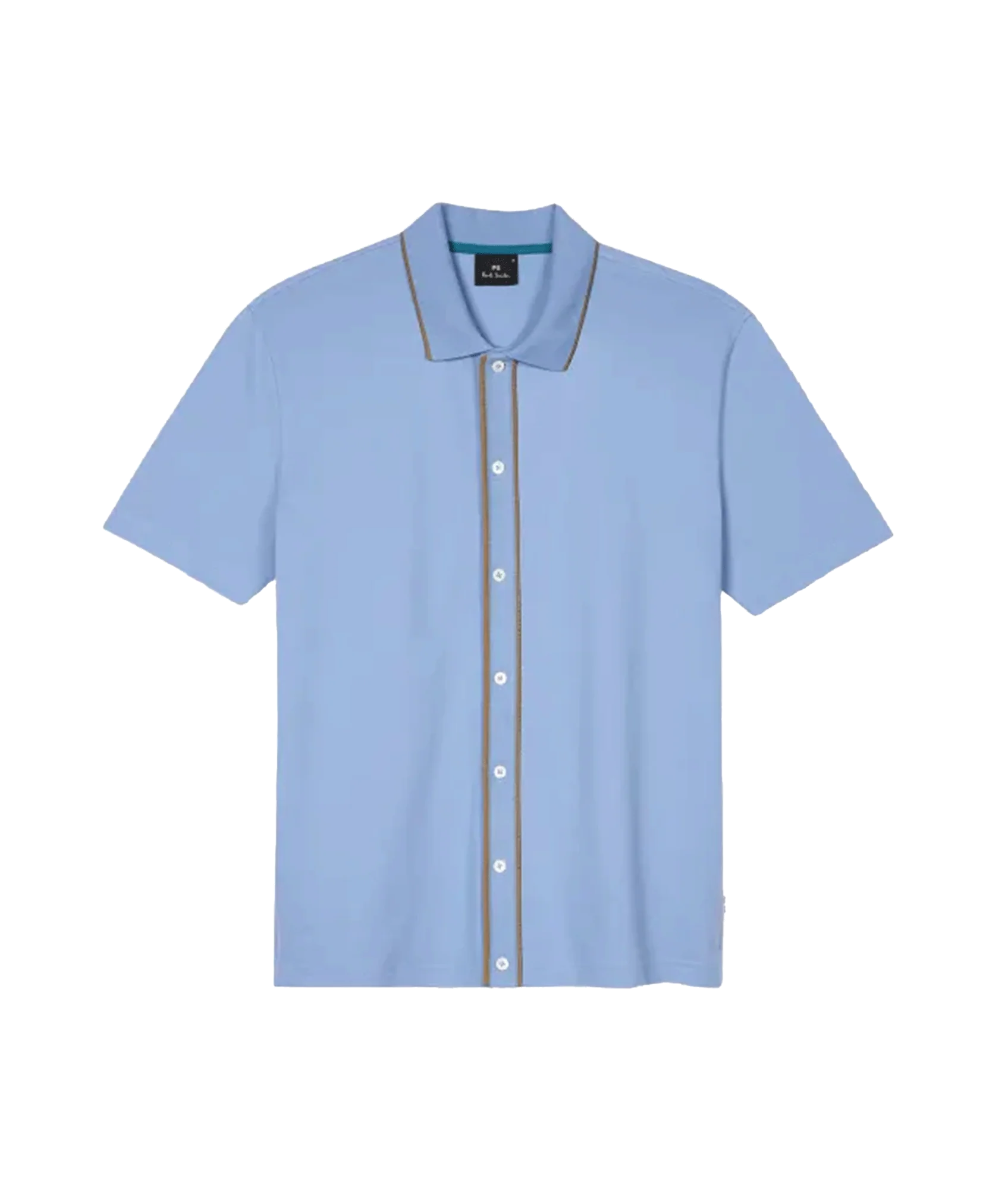 Stretch-Cotton Polo Shirt With Tipping - Blue