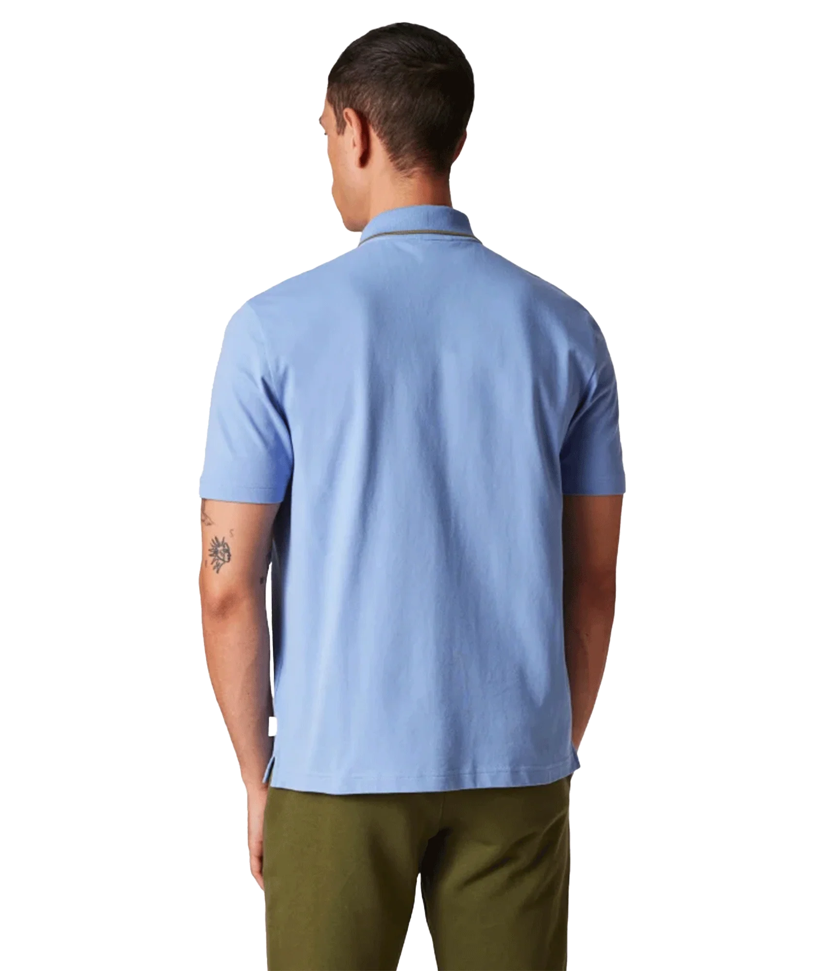 Stretch-Cotton Polo Shirt With Tipping - Blue - Image 4