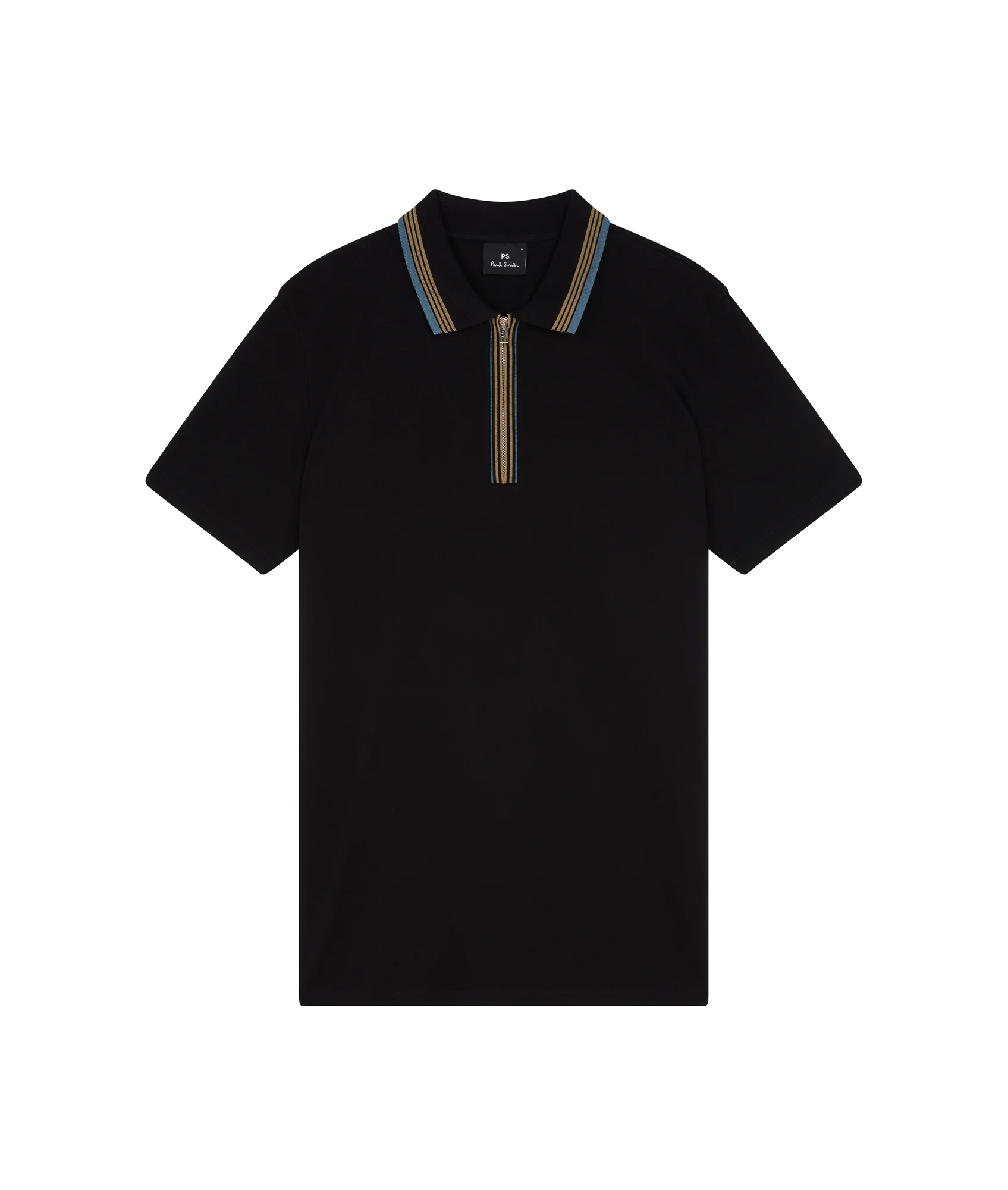 Mens Reg Fit Half Zip Polo - Black