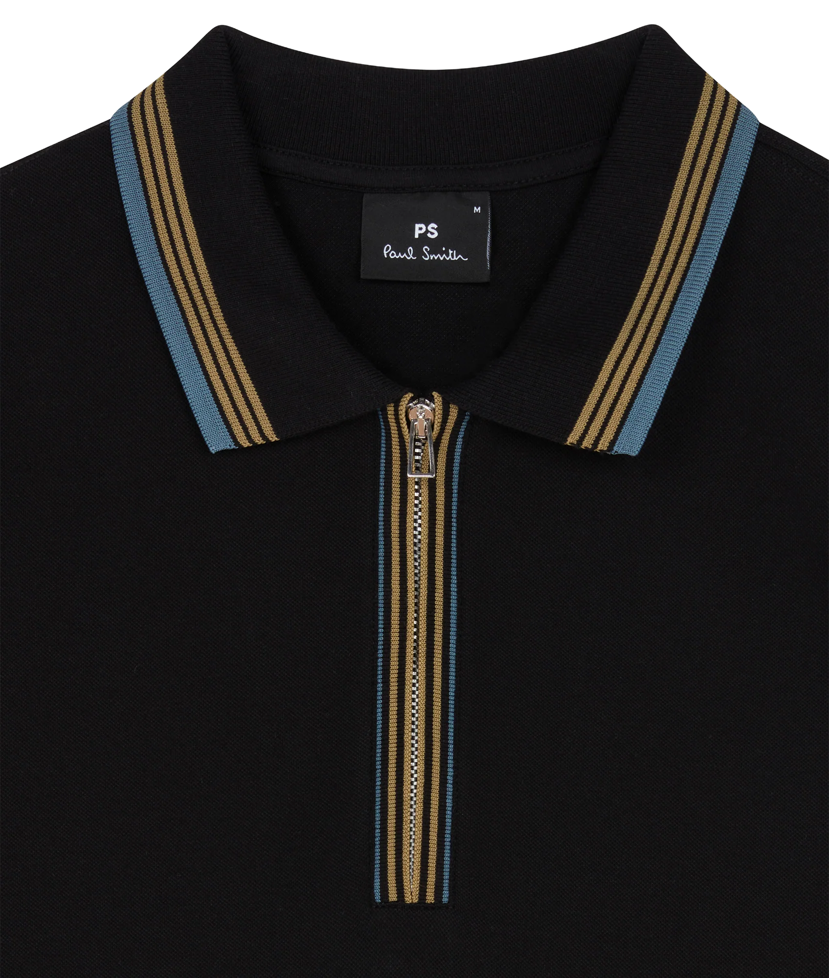 Mens Reg Fit Half Zip Polo - Black - Image 2