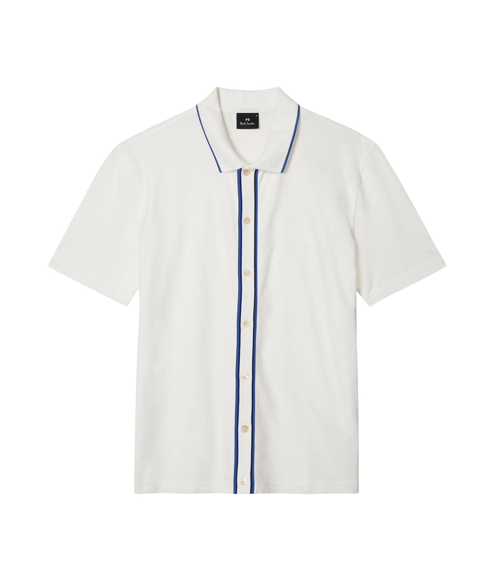 Mens Reg Ss Button Front Polo - Off White