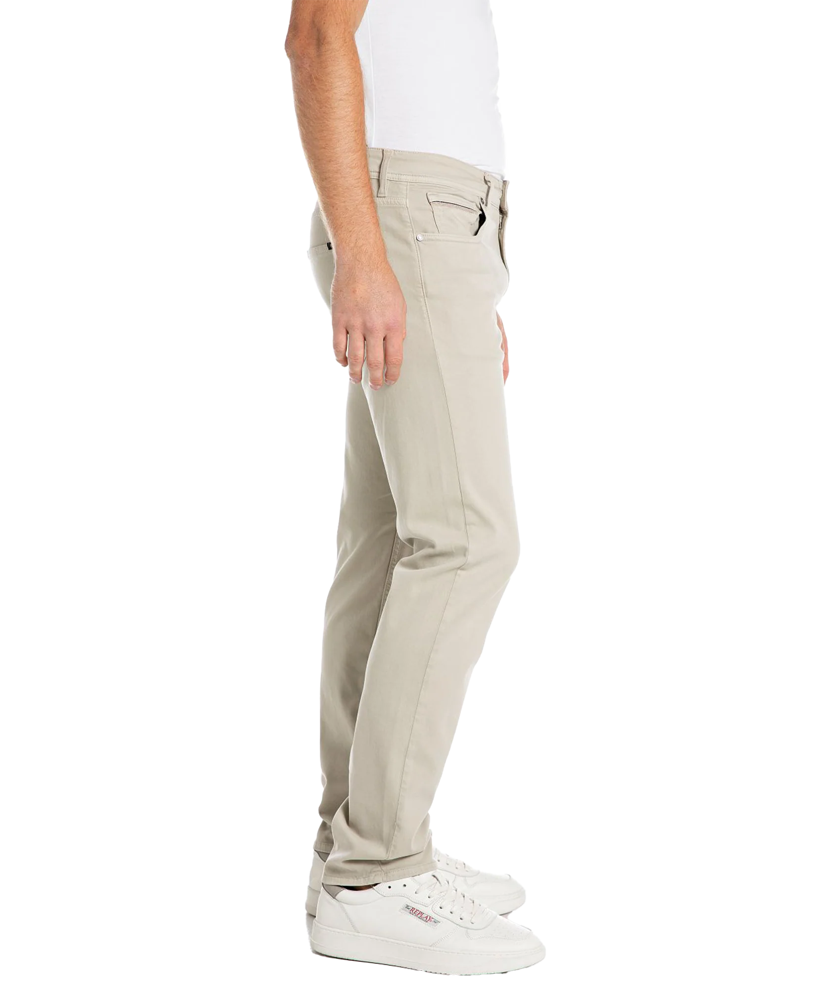 Straight Fit Satin Trousers - Beige - Image 2