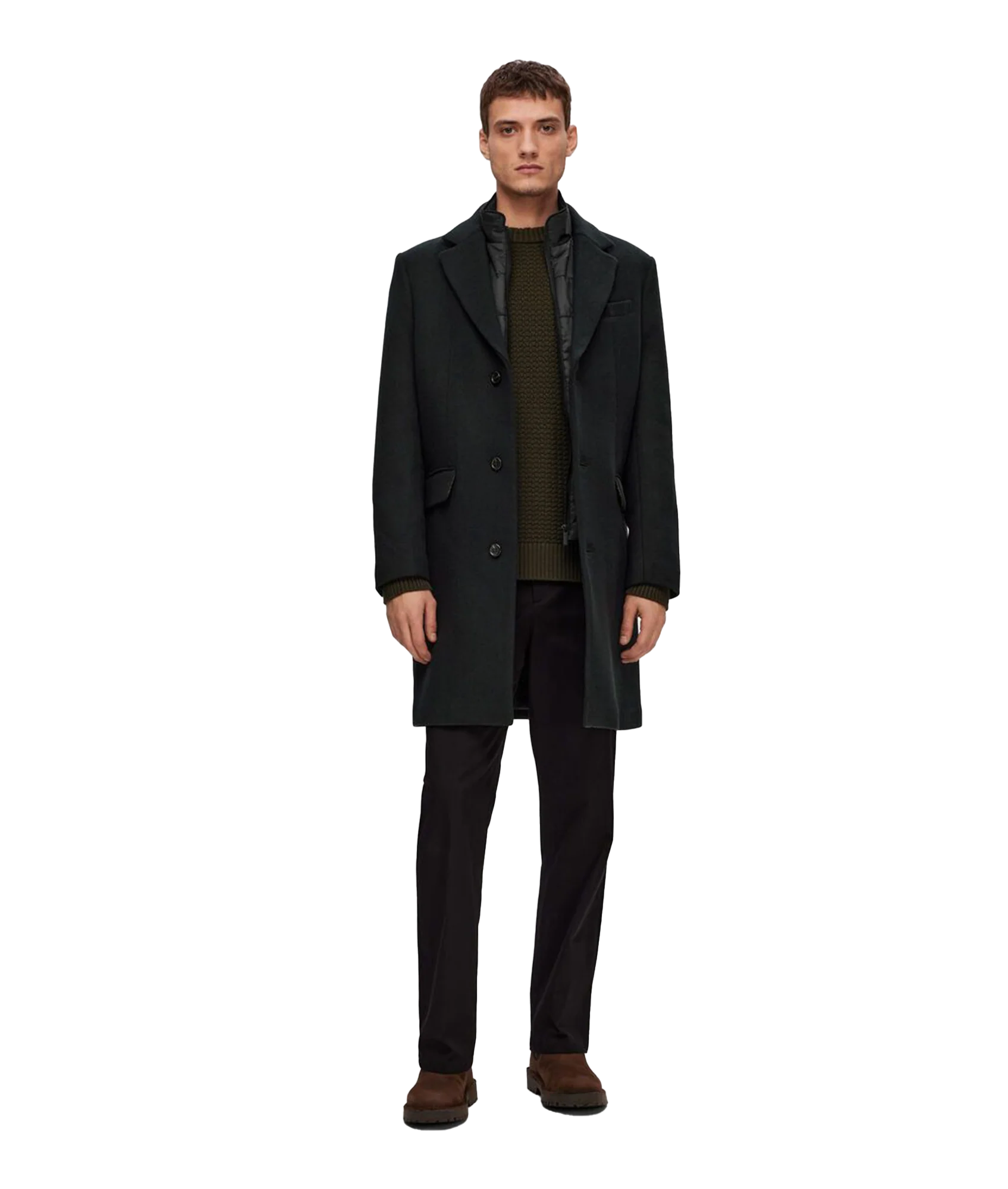 Single Breasted 2-in-1 Coat - Black - Image 2