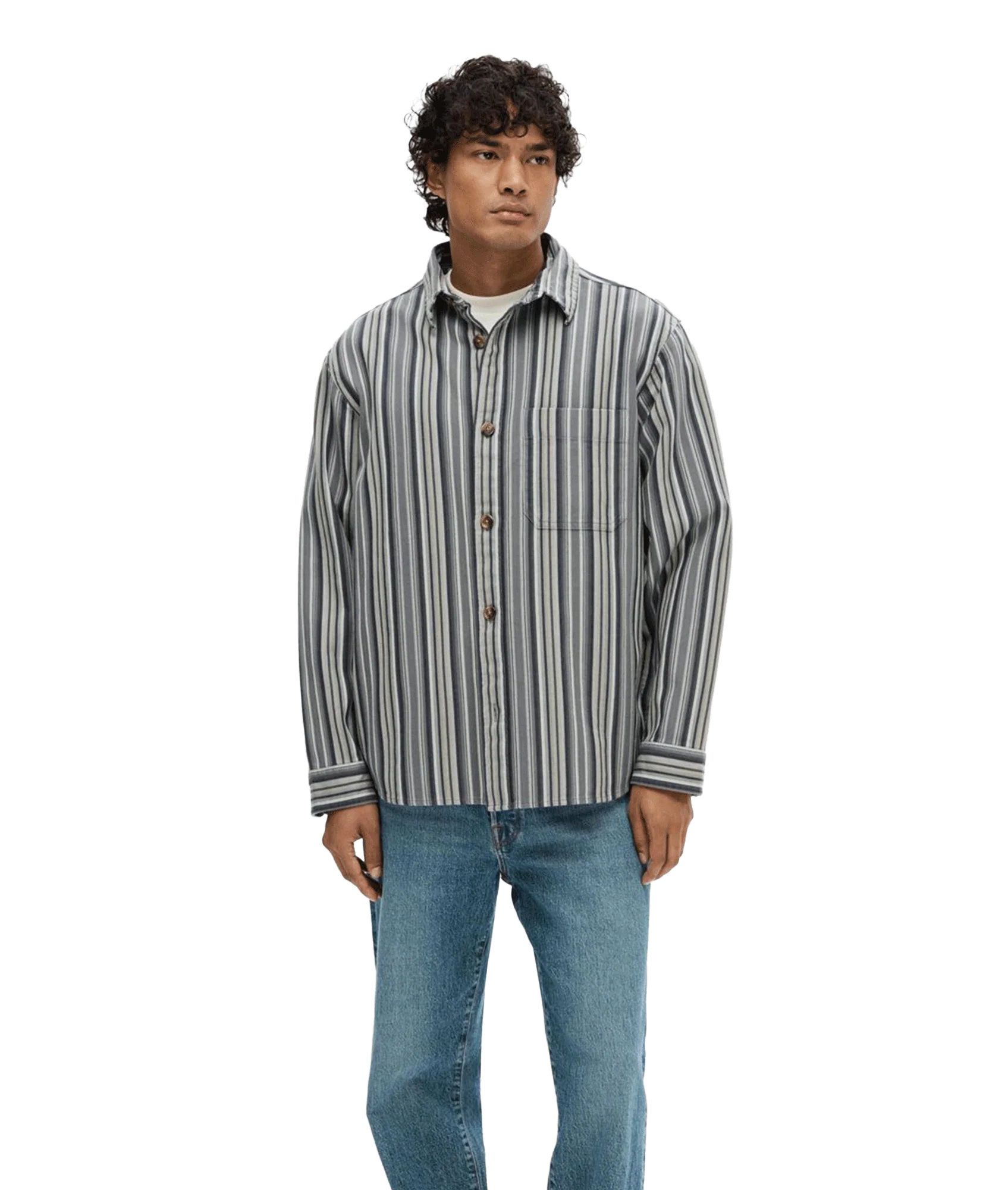 Striped Cotton Overshirt - Multi - Image 2