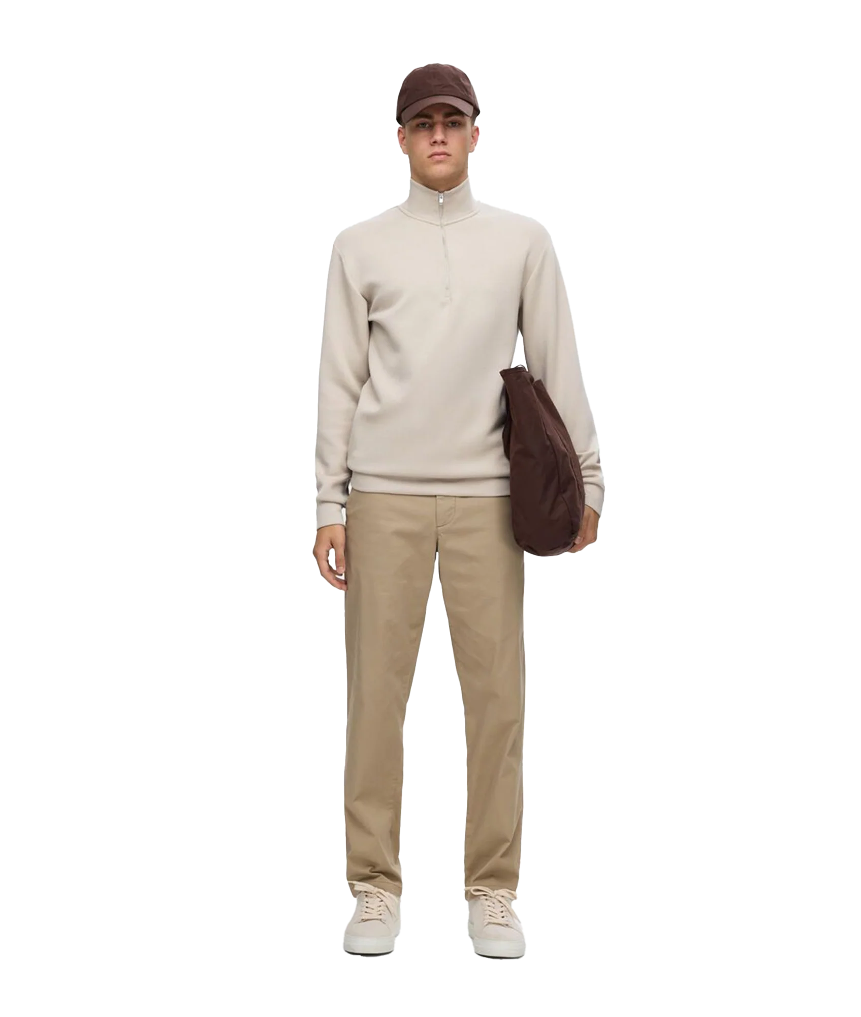 Half Zip Sweatshirt - Cream - Image 5