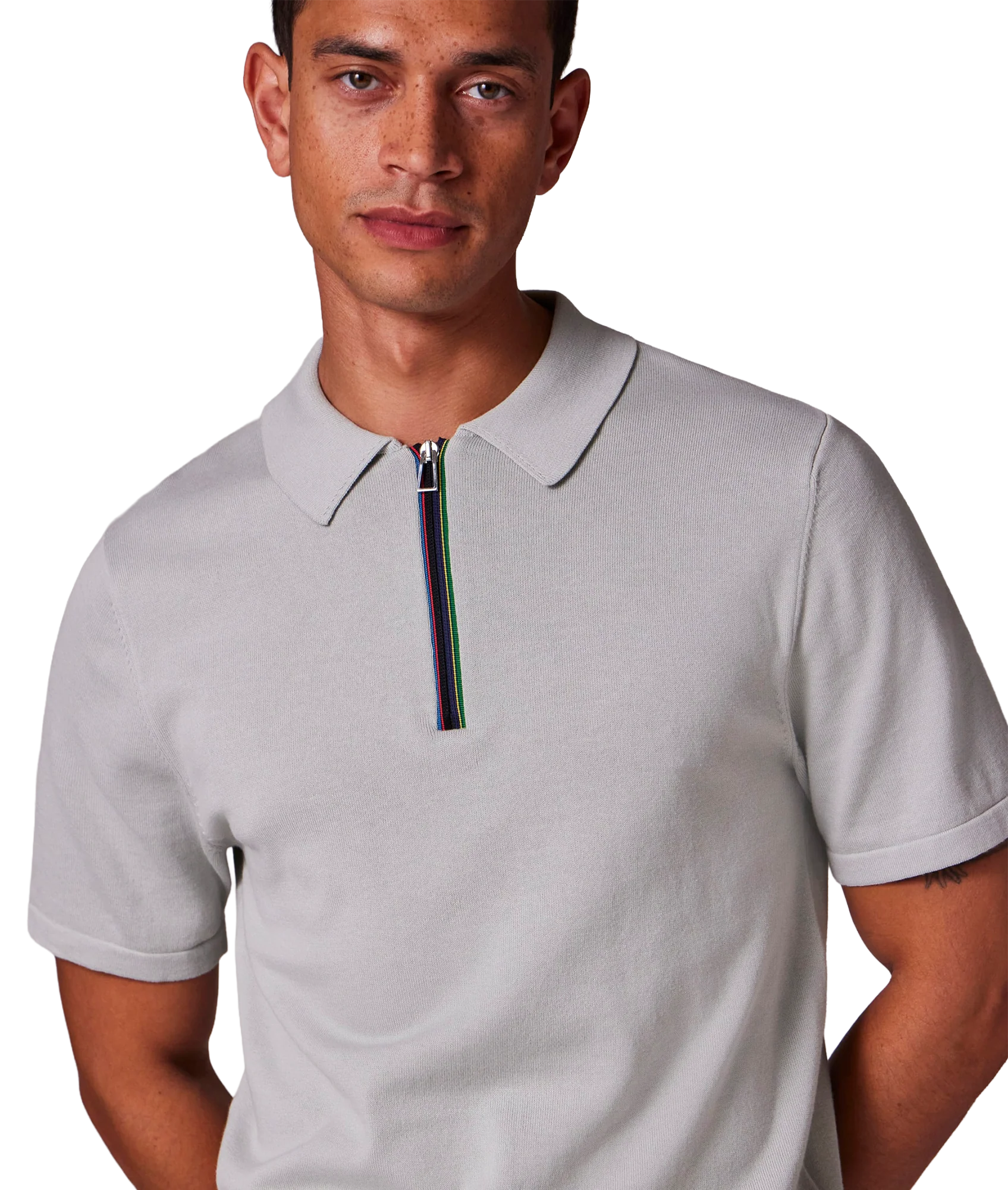 Mens Sweater Ss Polo - Grey - Image 4