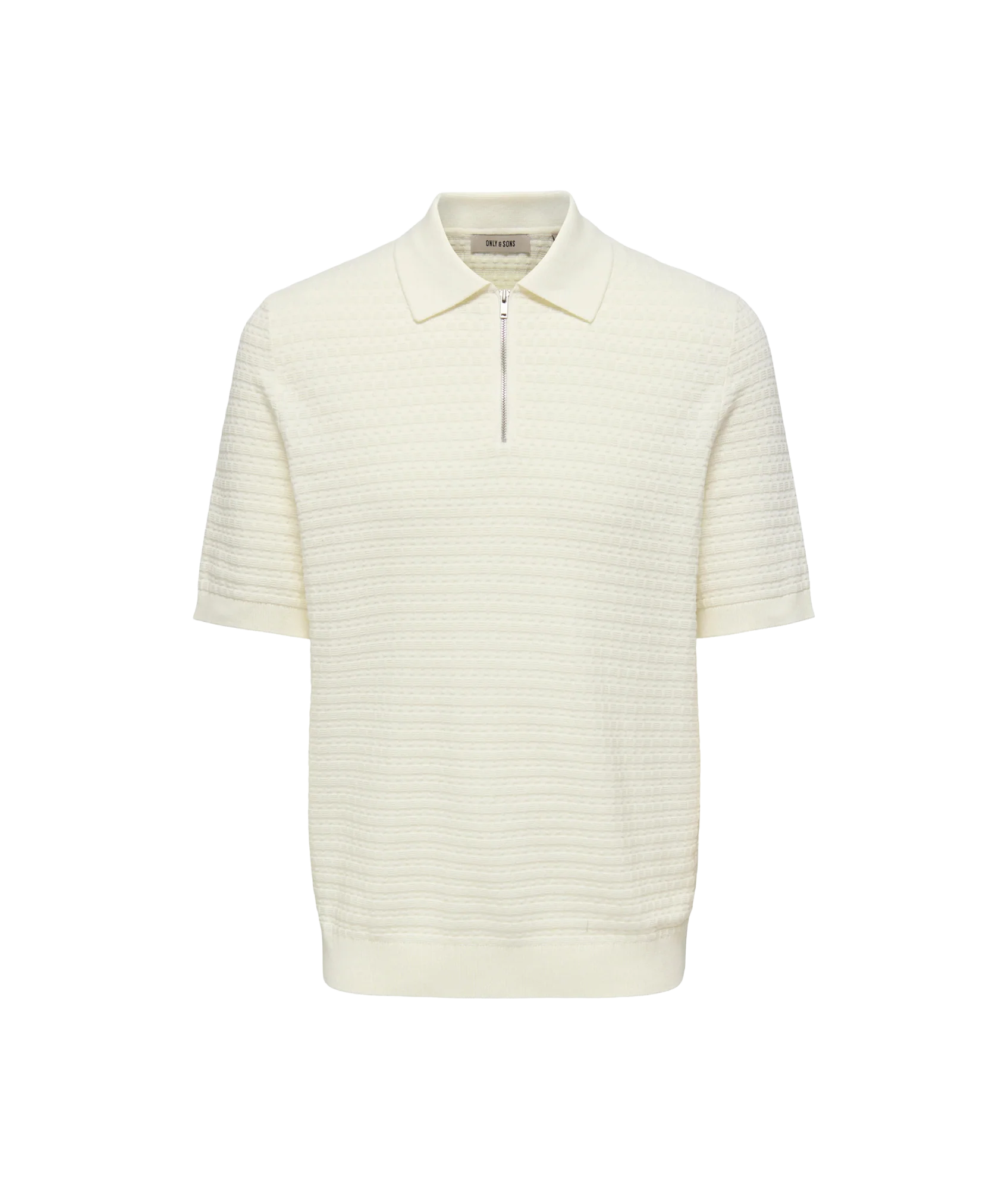 Menu Reg Ss Structure Polo Knit - White