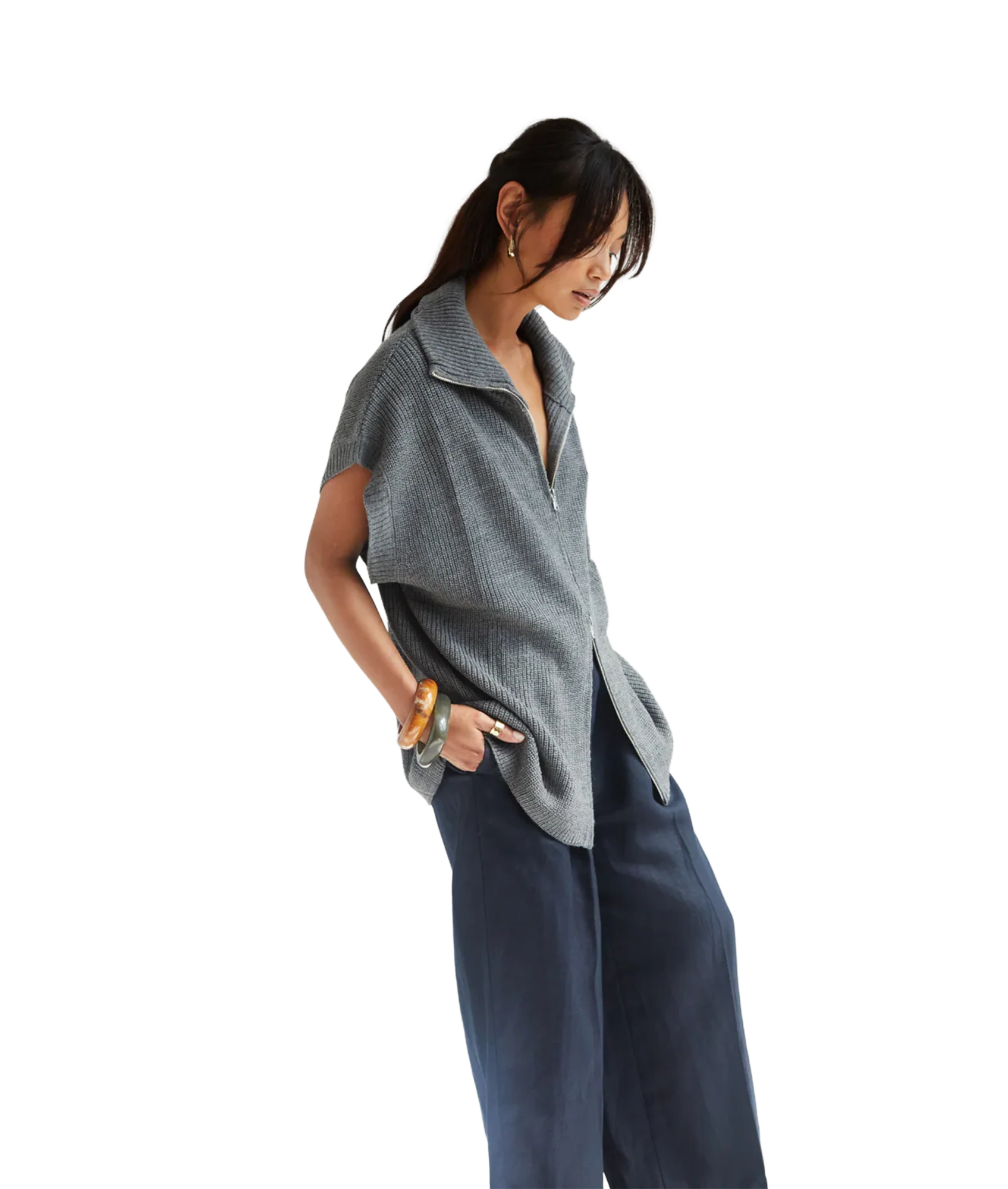 Millie S/Less Cardigan - Dark Grey - Image 3