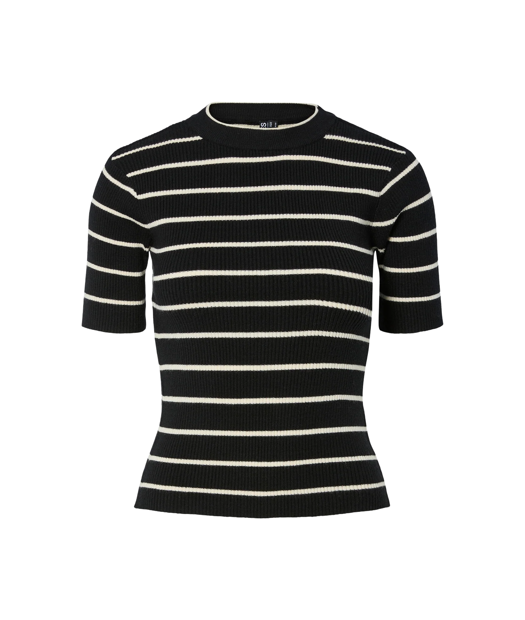 Mira Ss O-Neck Knit Bc - Black