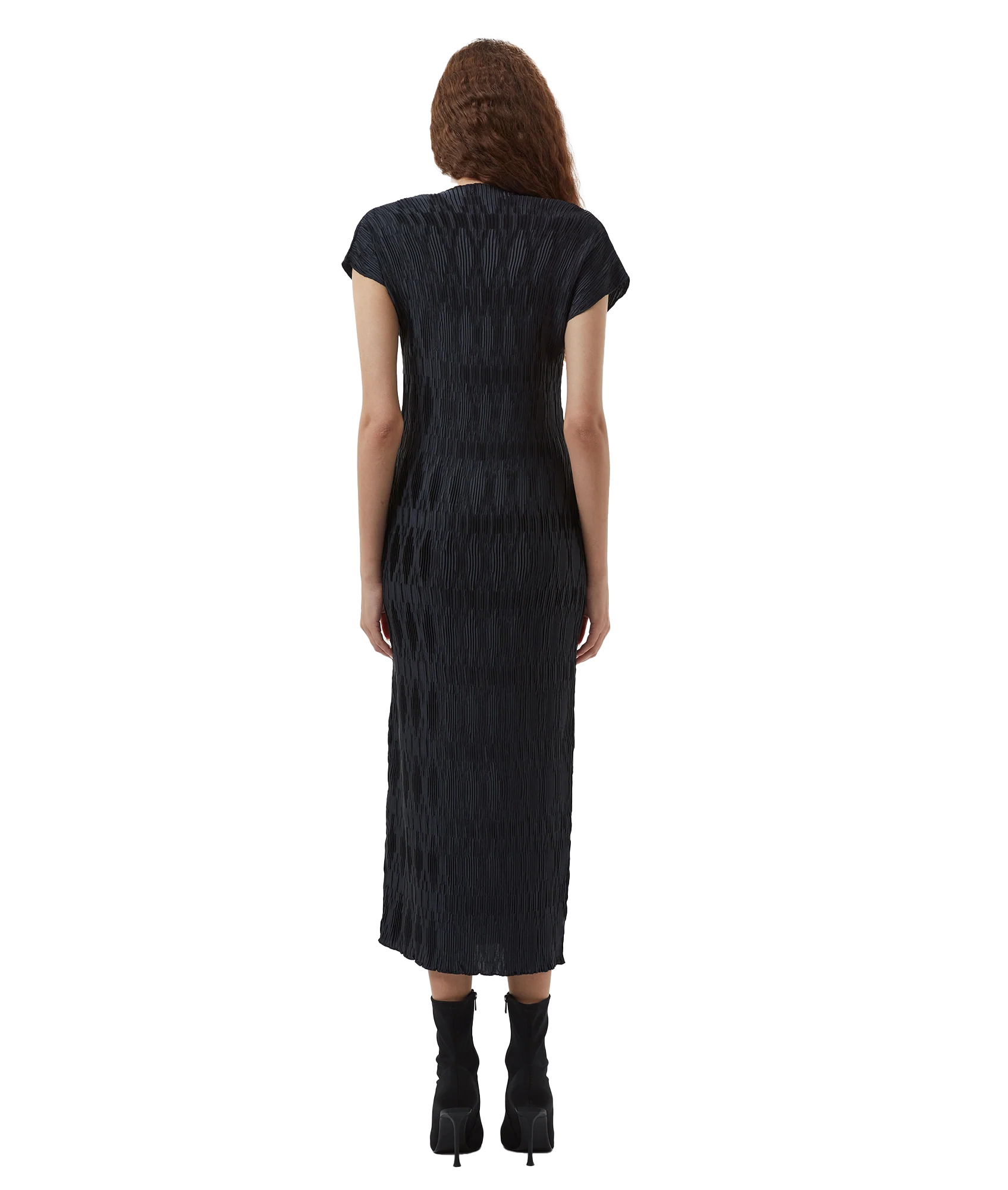 Moira Pleated Dress - Navy - Image 3