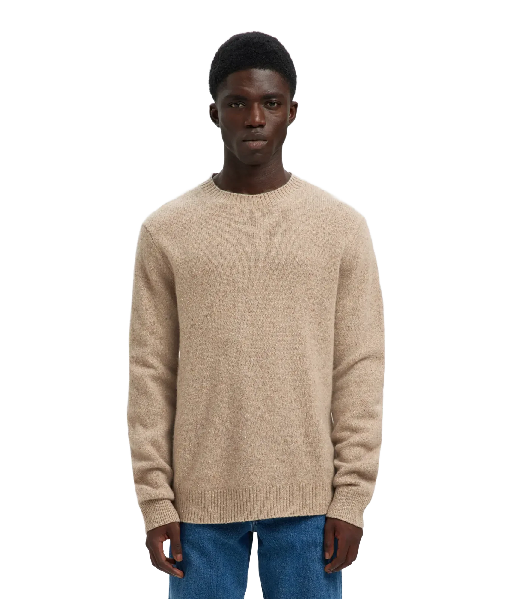 Neil Ls Knit Neps Crew Neck - Oatmeal Neps - Image 2