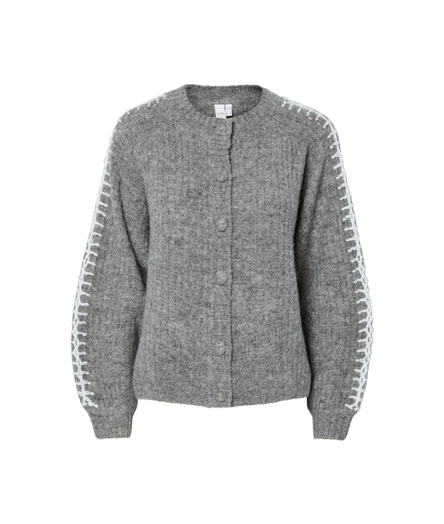 Olly Ls Knit Cardigan - Grey Melange Star White Details