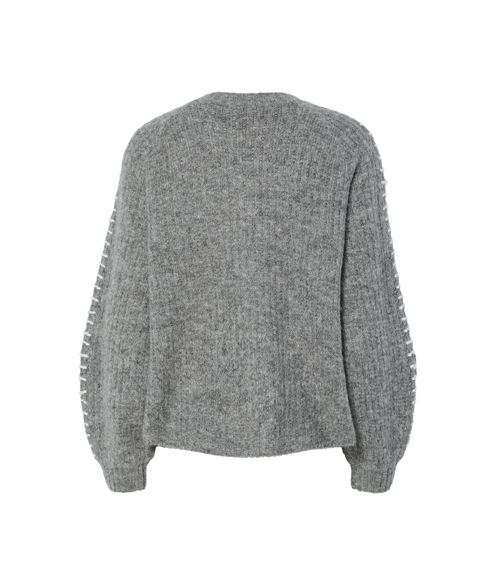 Olly Ls Knit Cardigan - Grey Melange Star White Details - Image 6
