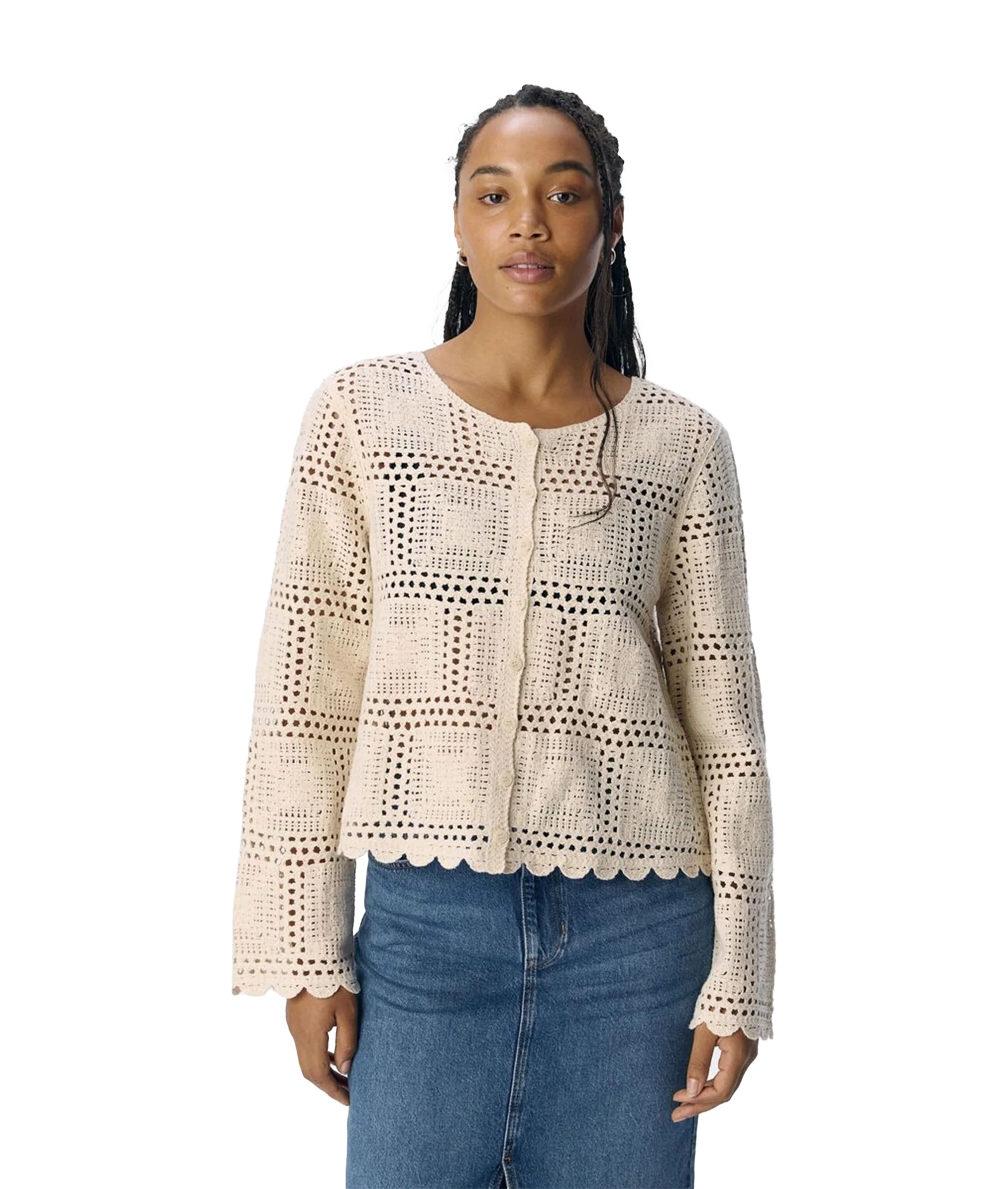 Orella L/S Knit Cardigan - Beige - Image 2