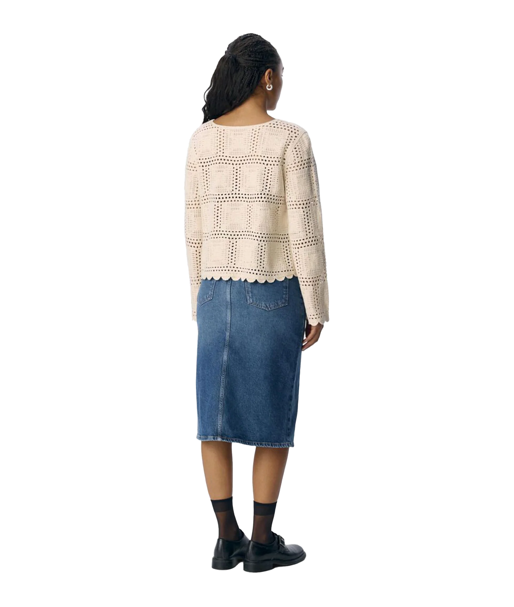 Orella L/S Knit Cardigan - Beige - Image 3