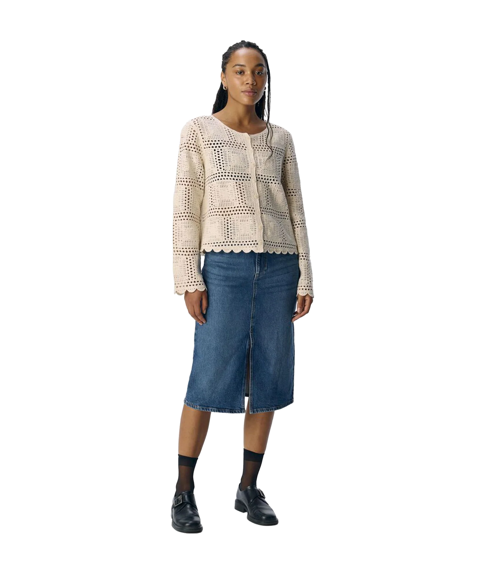 Orella L/S Knit Cardigan - Beige - Image 4