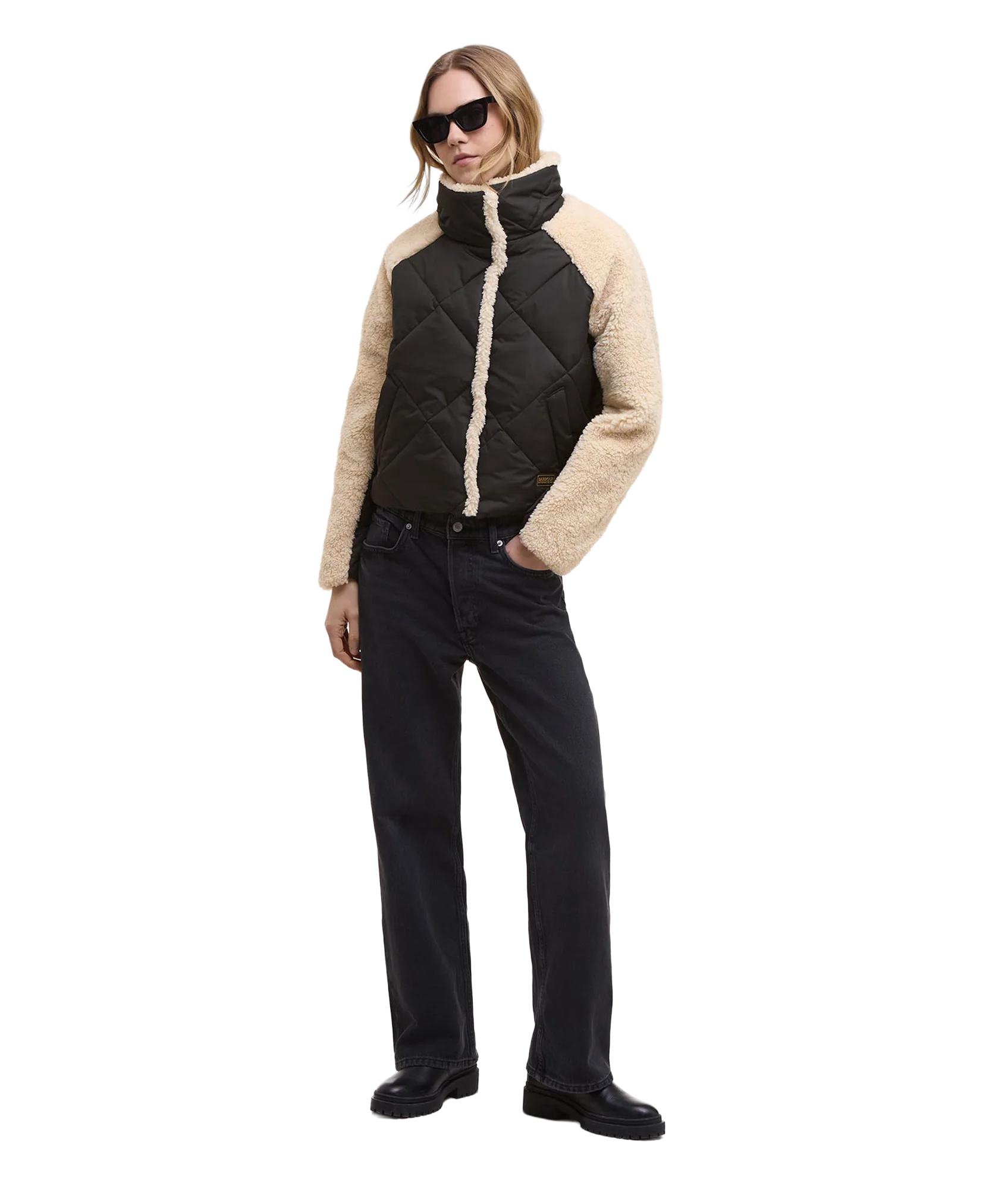 Osaka Quilted Jacket - Black/Jasmine - Image 3