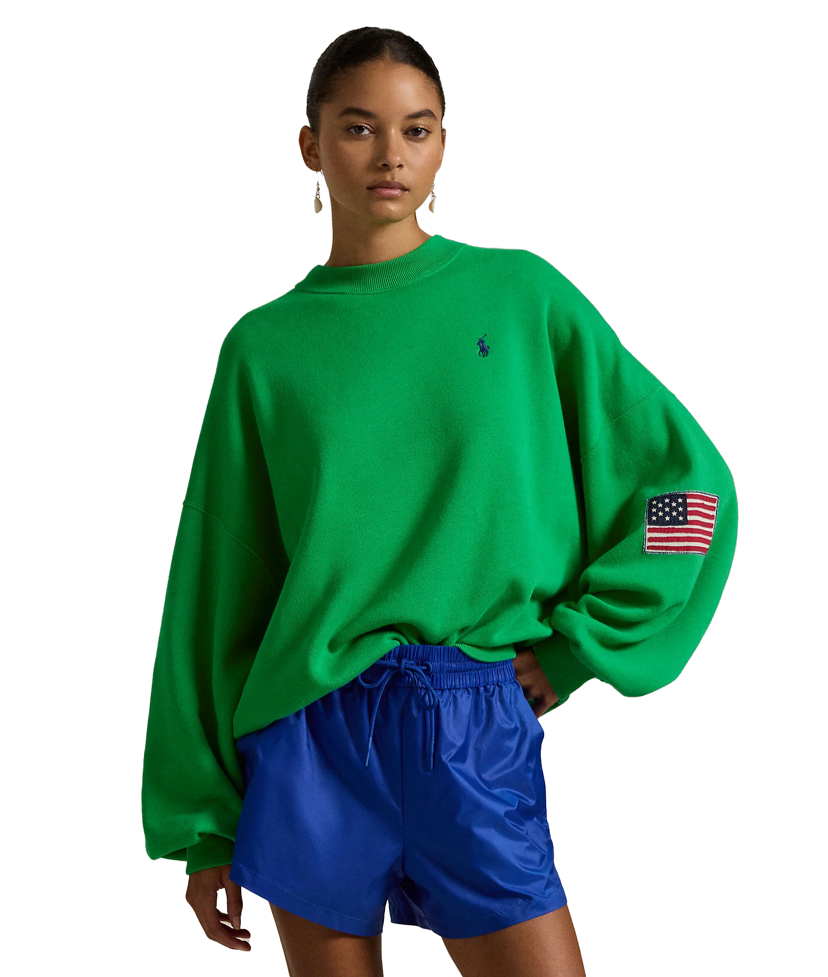 Oversize Logo Fleece Crewneck - Green - Image 2