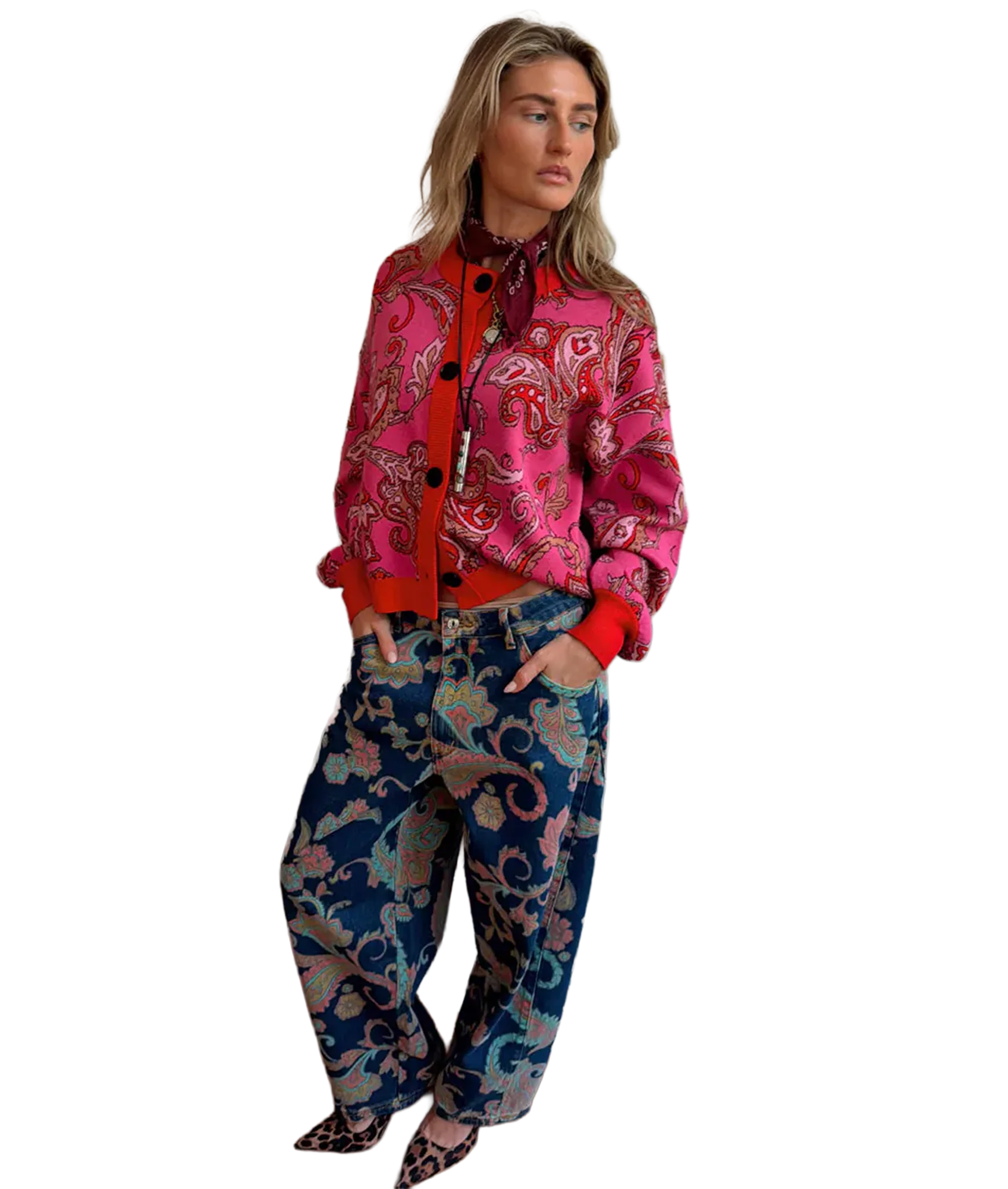 Paisley Oslo Cardigan - Pink - Image 3