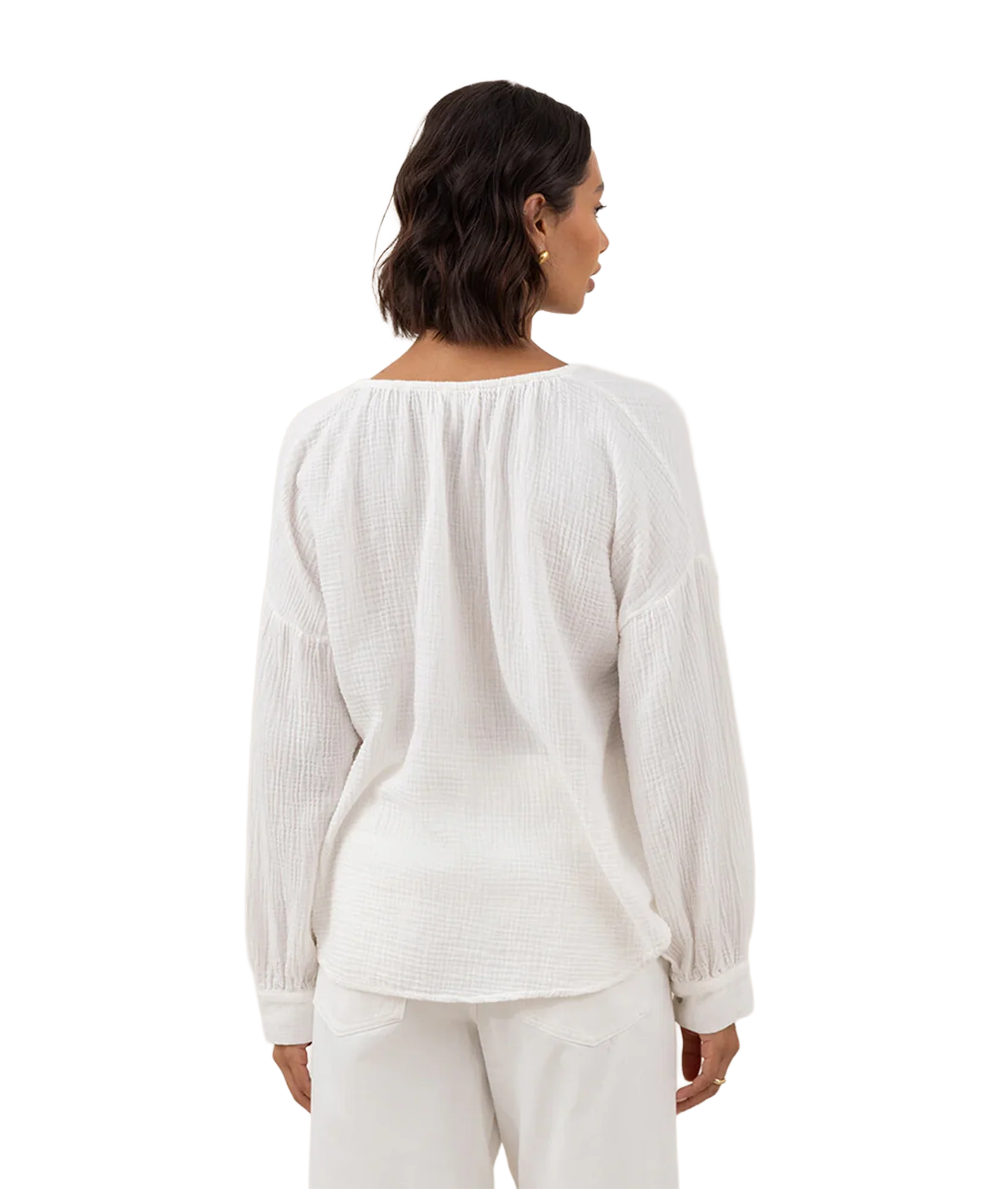 Peach Cotton Shirt - White - Image 3