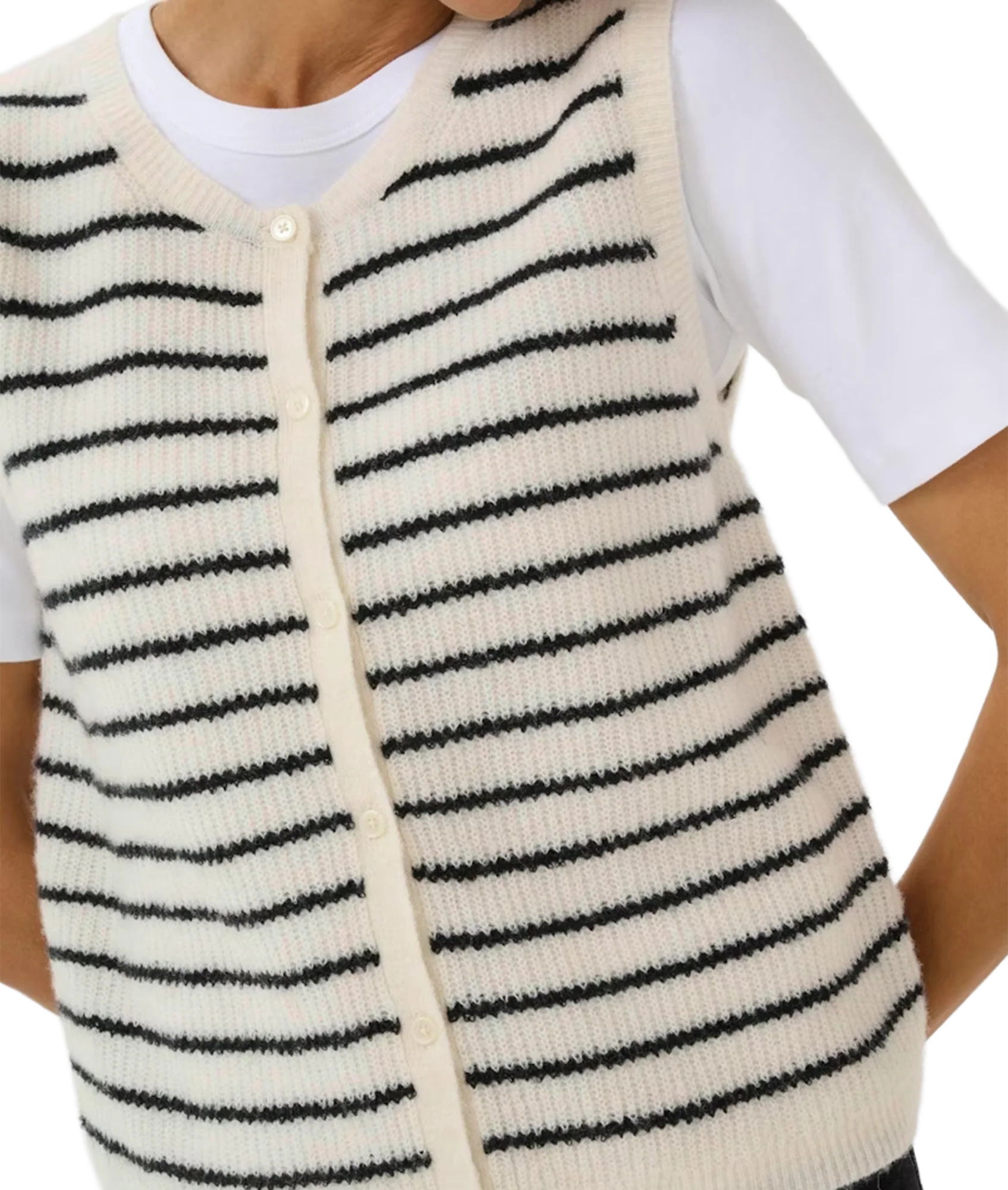 Pimira Waistcoat - Eggnog/Navy Stripe - Image 3