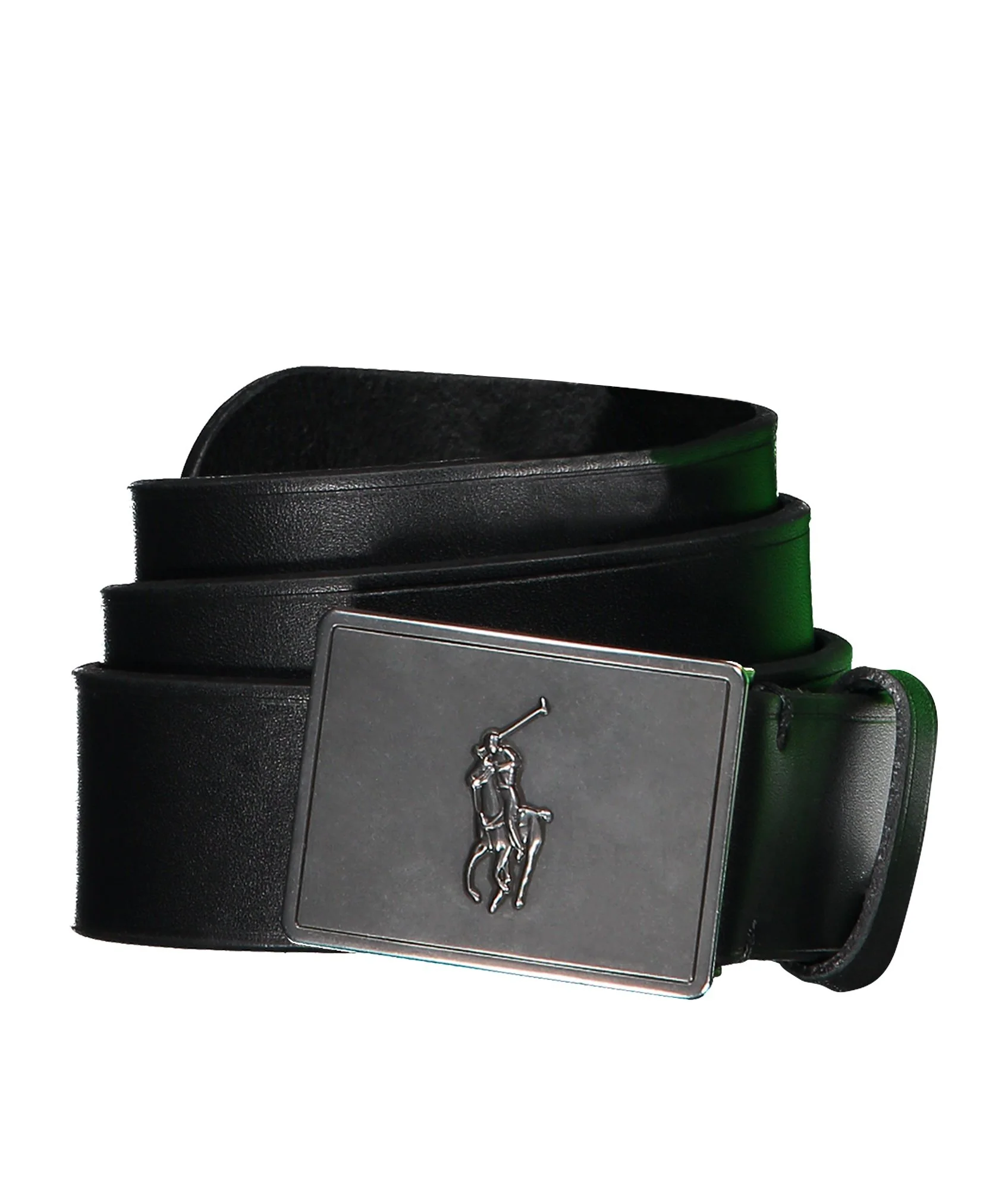 Plaque Leather Belt - Black