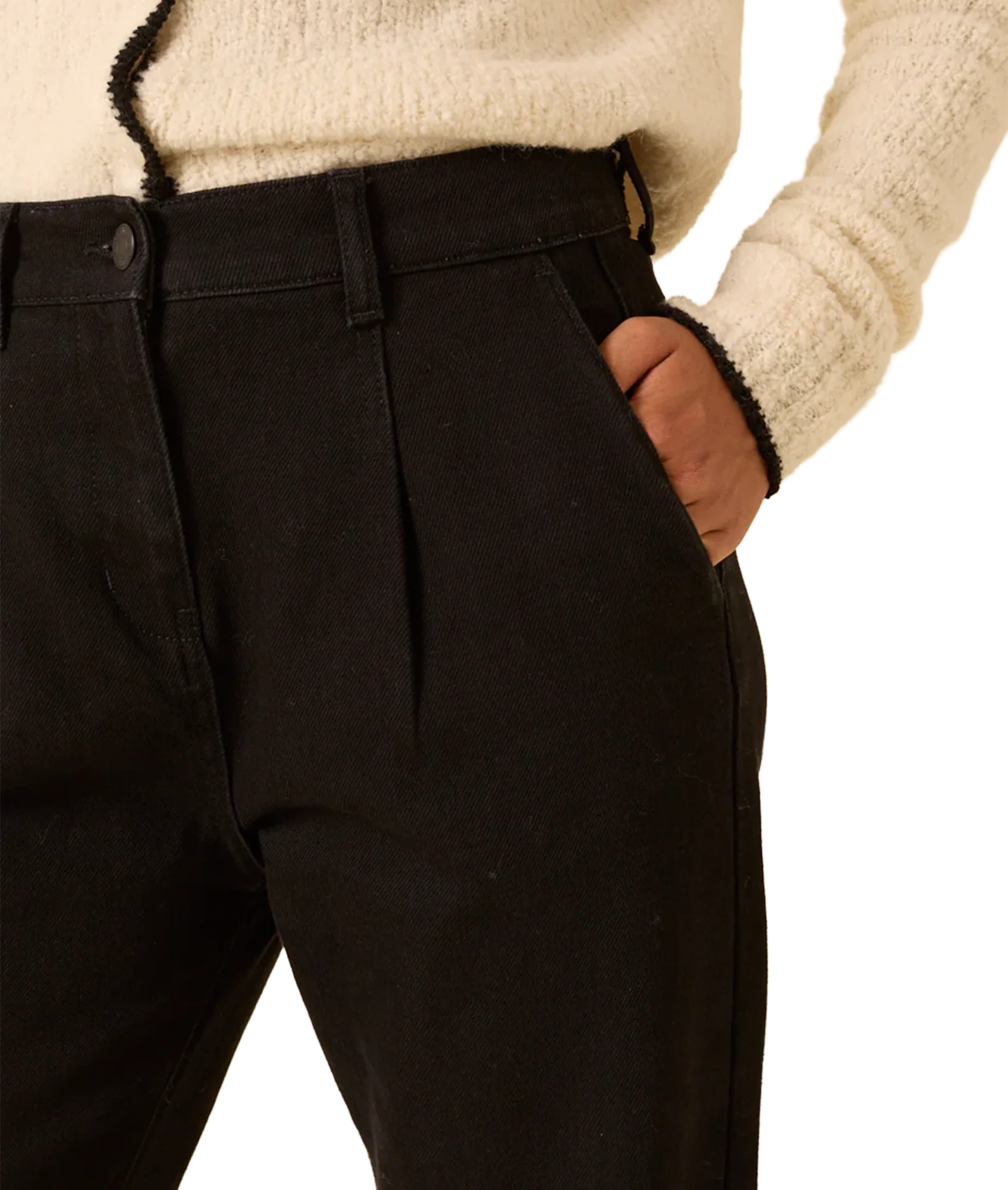 Pleat Front Straight Leg Jean - Black - Image 3