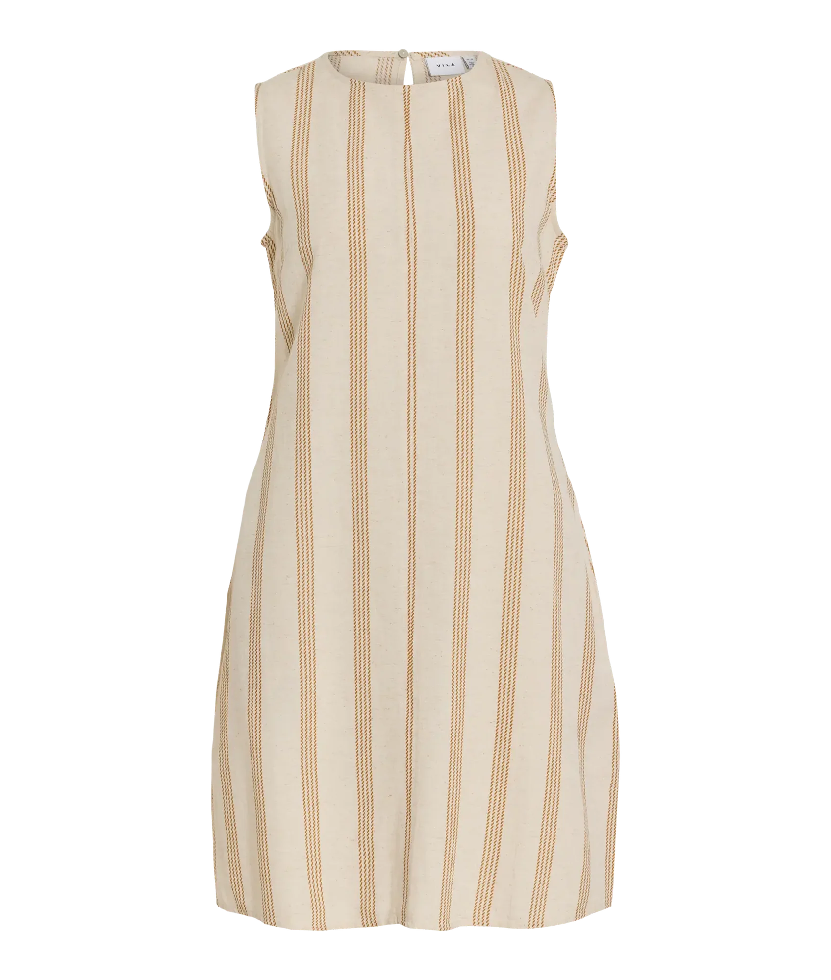 Prisilla Print O-Neck S/L Short Dress - Natural/Melan Wood