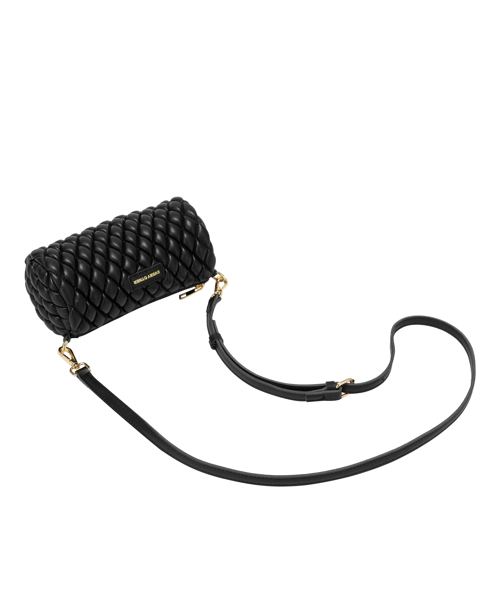 Quilted Barrel Bag - Black - Image 3