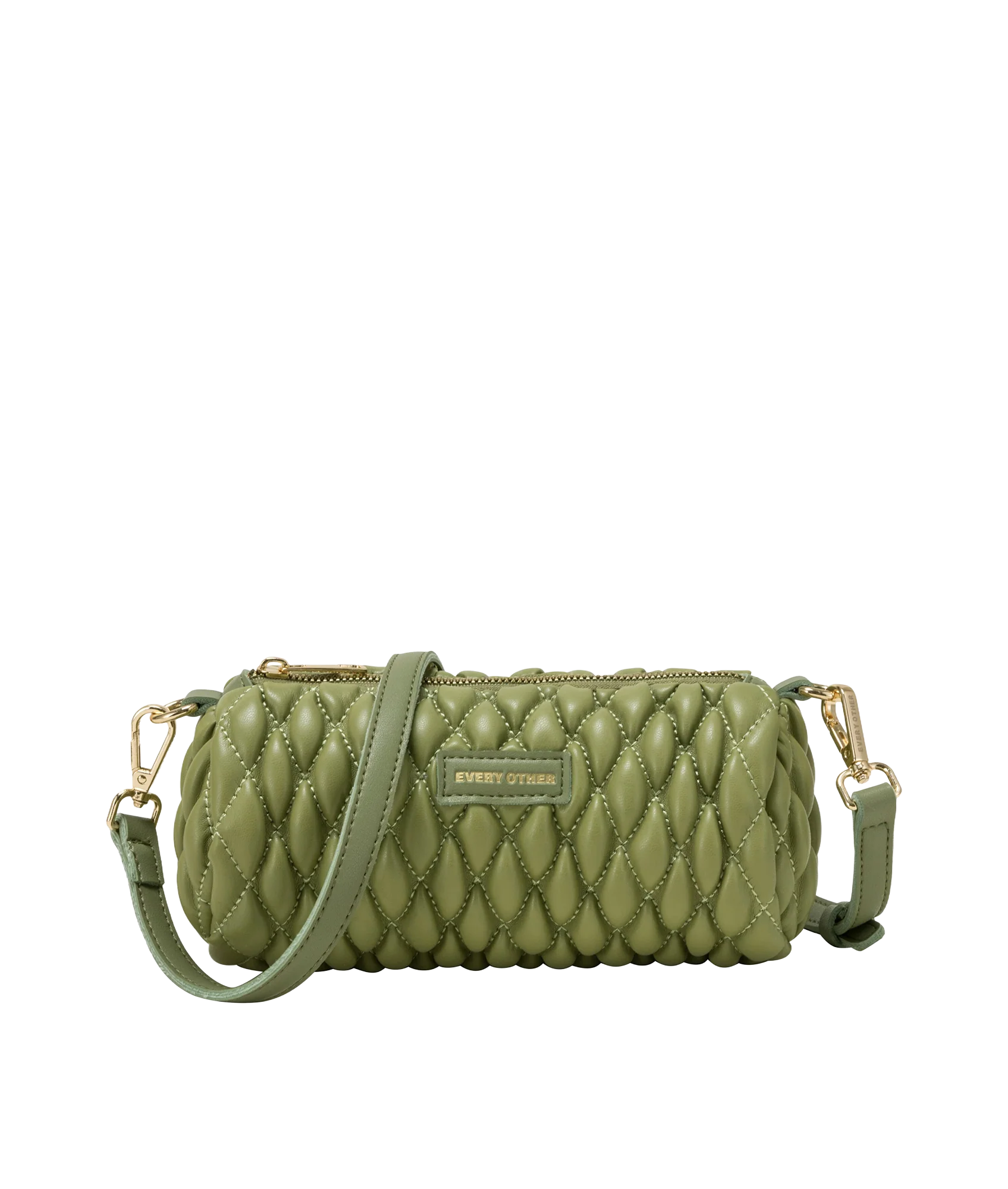 Quilted Barrel Bag - Olive