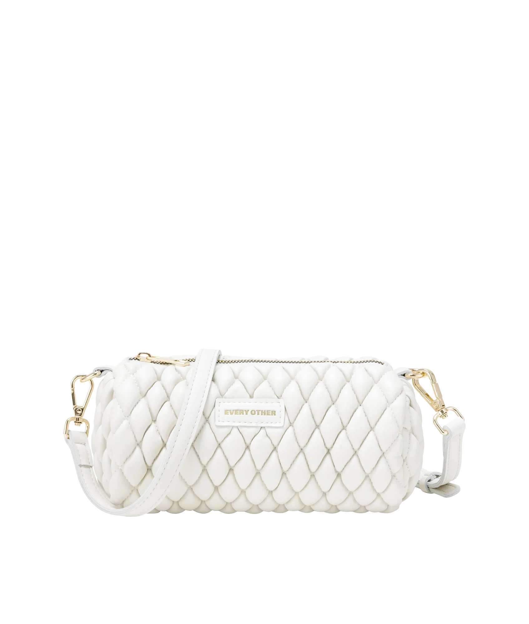 Quilted Barrel Bag - White