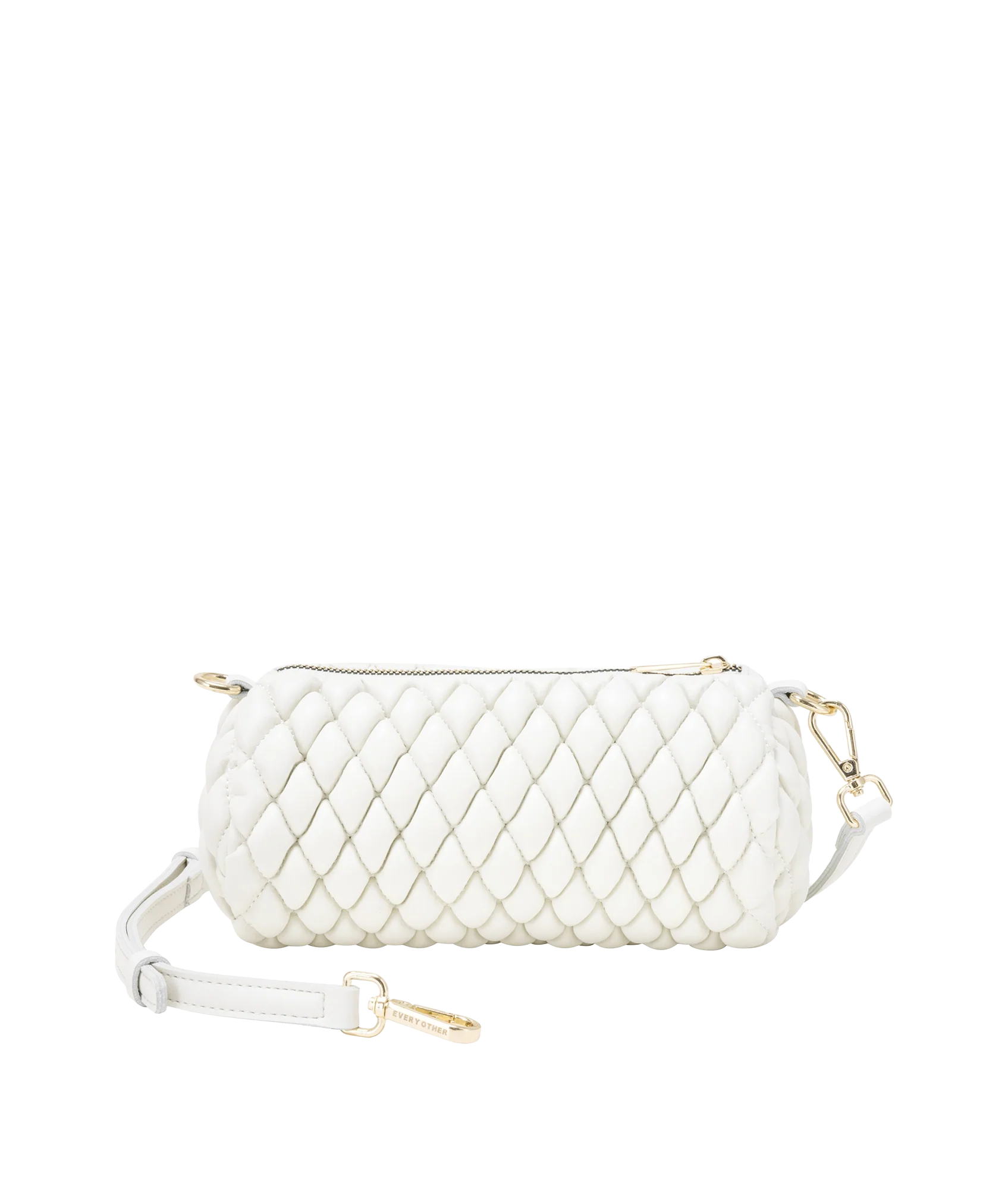 Quilted Barrel Bag - White - Image 2