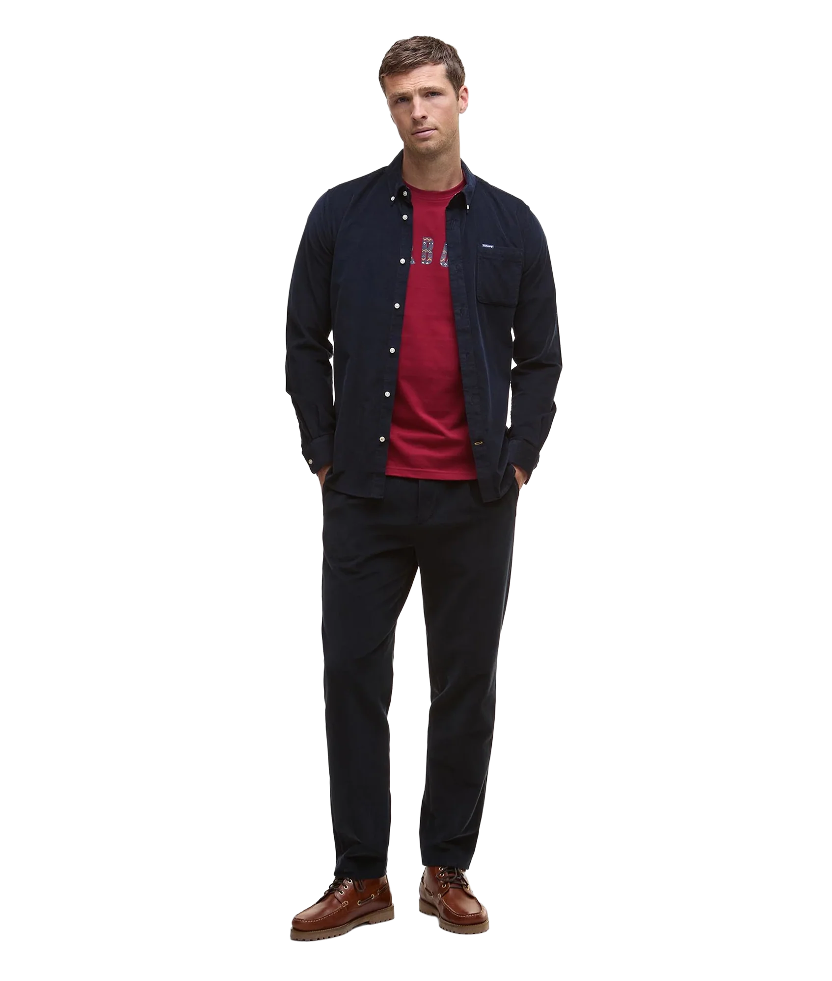 Ramsey Tailored Cord Shirt - Navy/Red - Image 4