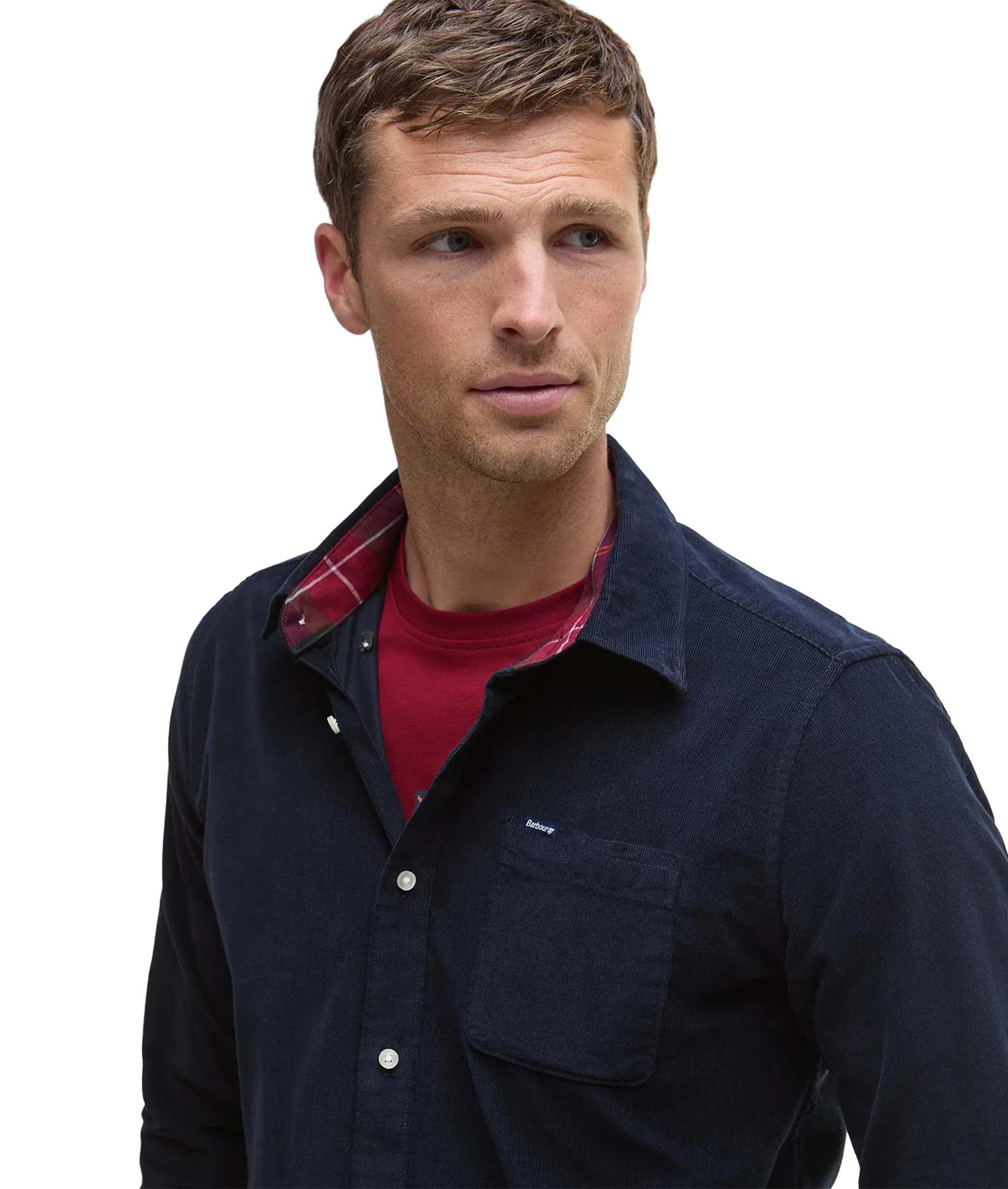 Ramsey Tailored Cord Shirt - Navy/Red - Image 5