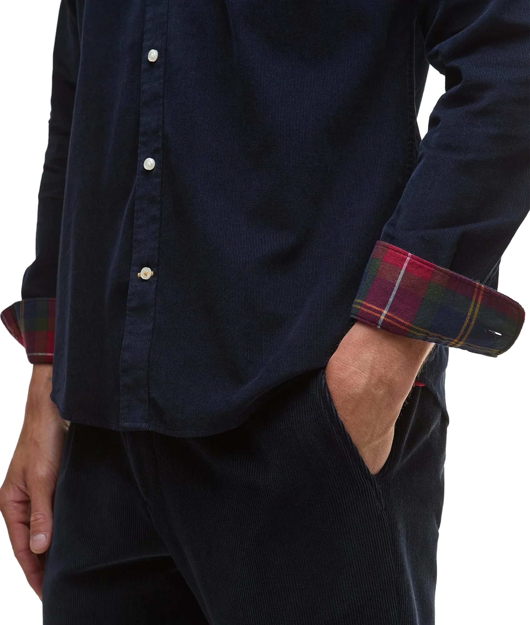 Ramsey Tailored Cord Shirt - Navy/Red - Image 6