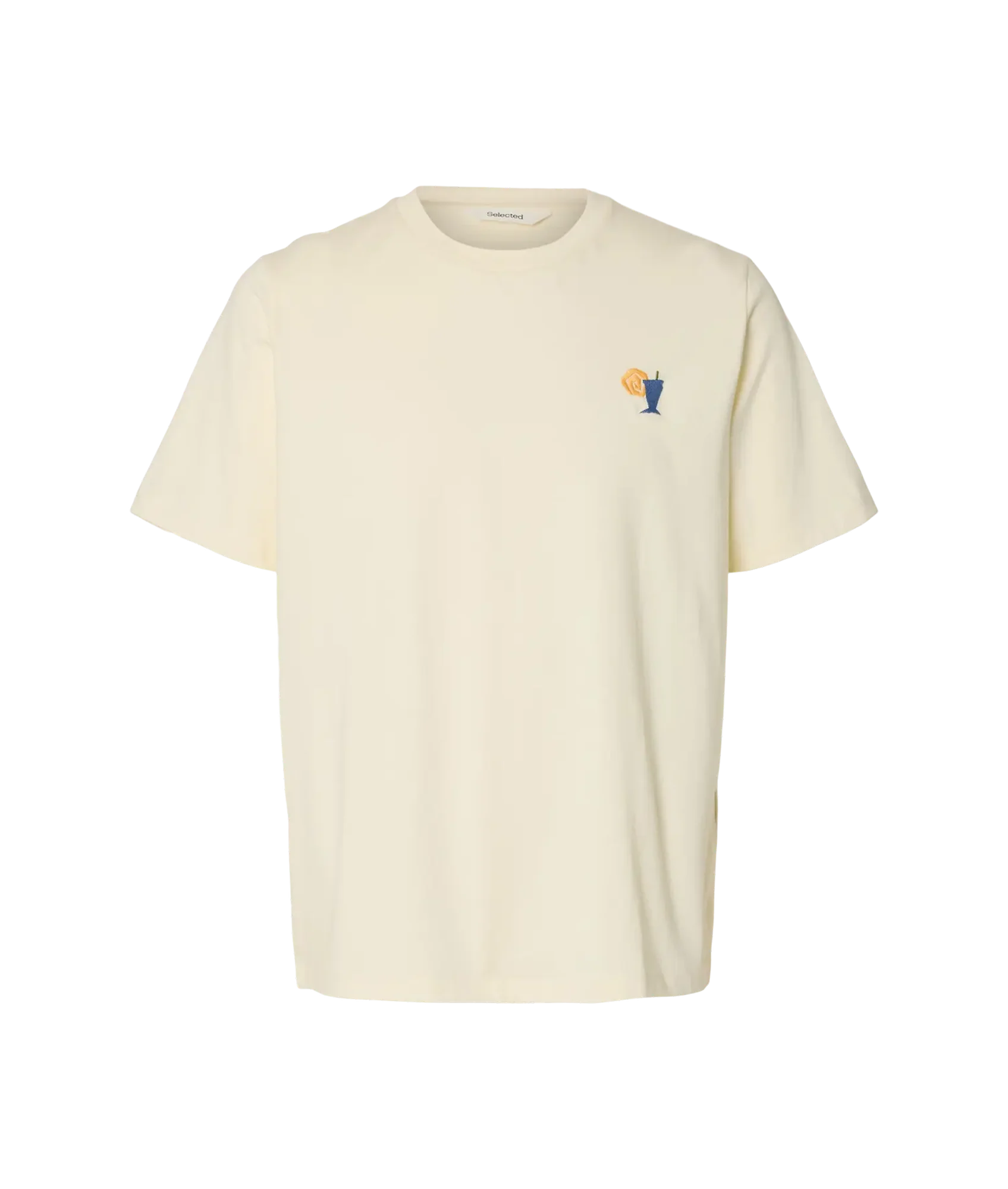 Reg-Salz Emb  Ss O-Neck Tee - Egret Juice