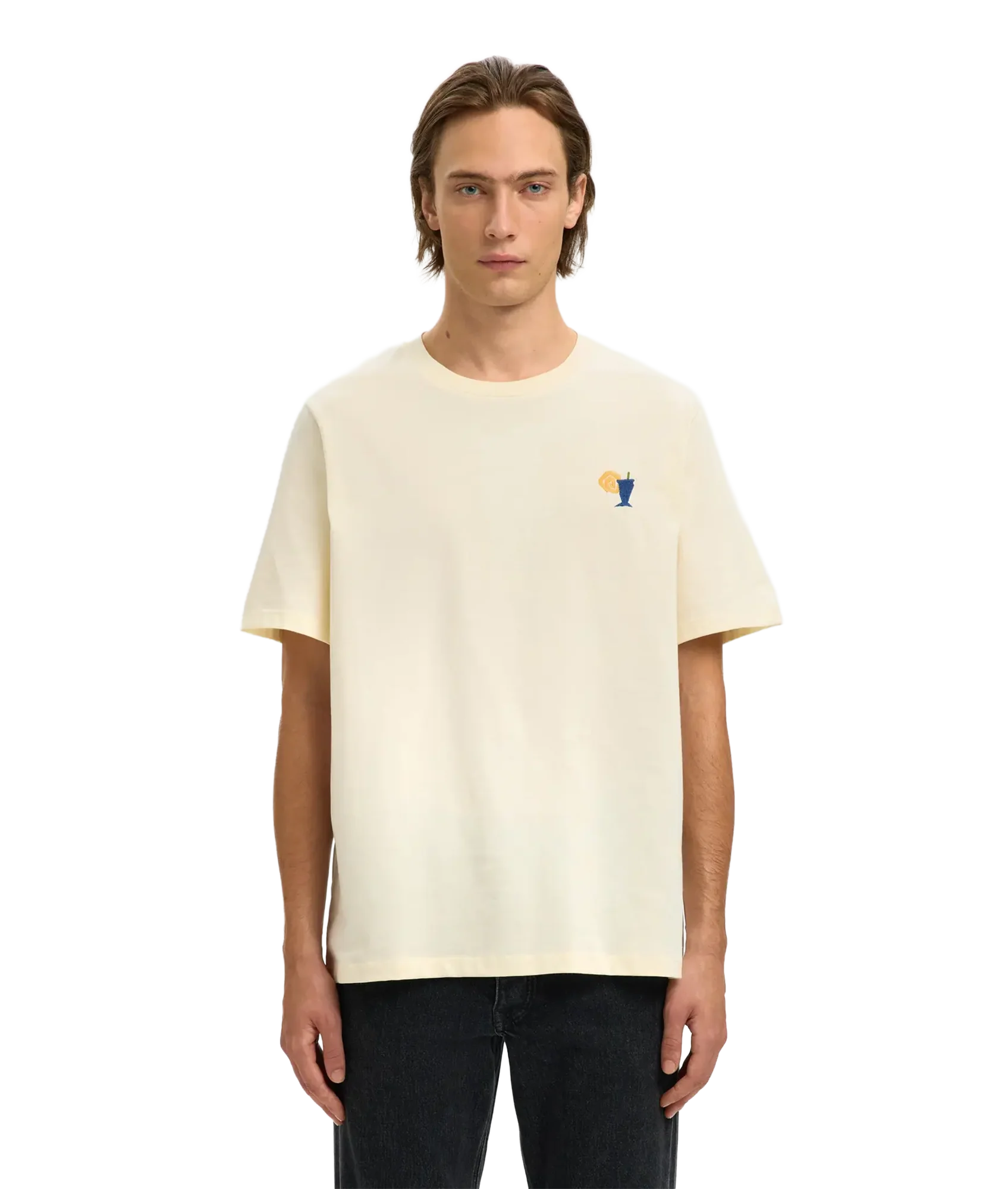 Reg-Salz Emb  Ss O-Neck Tee - Egret Juice - Image 3