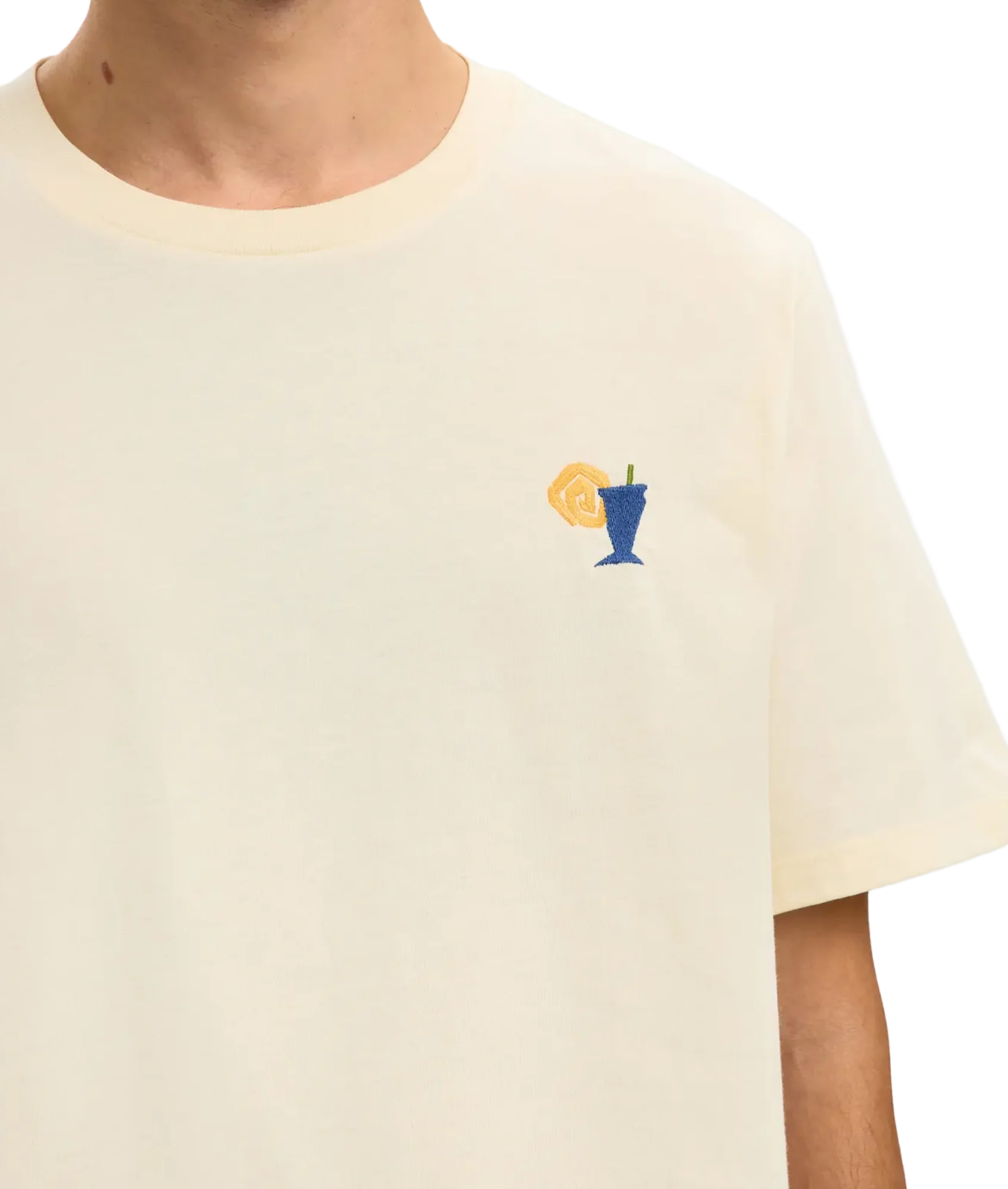 Reg-Salz Emb  Ss O-Neck Tee - Egret Juice - Image 5